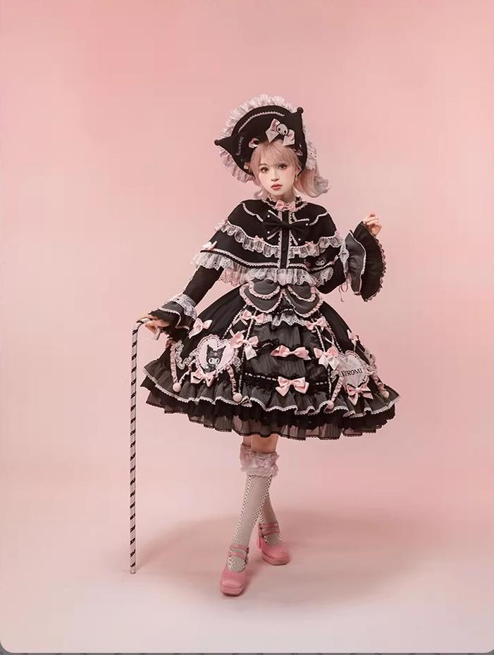 IP Collaboration Sweet Lolita JSK Dress Set,Kuromi Details