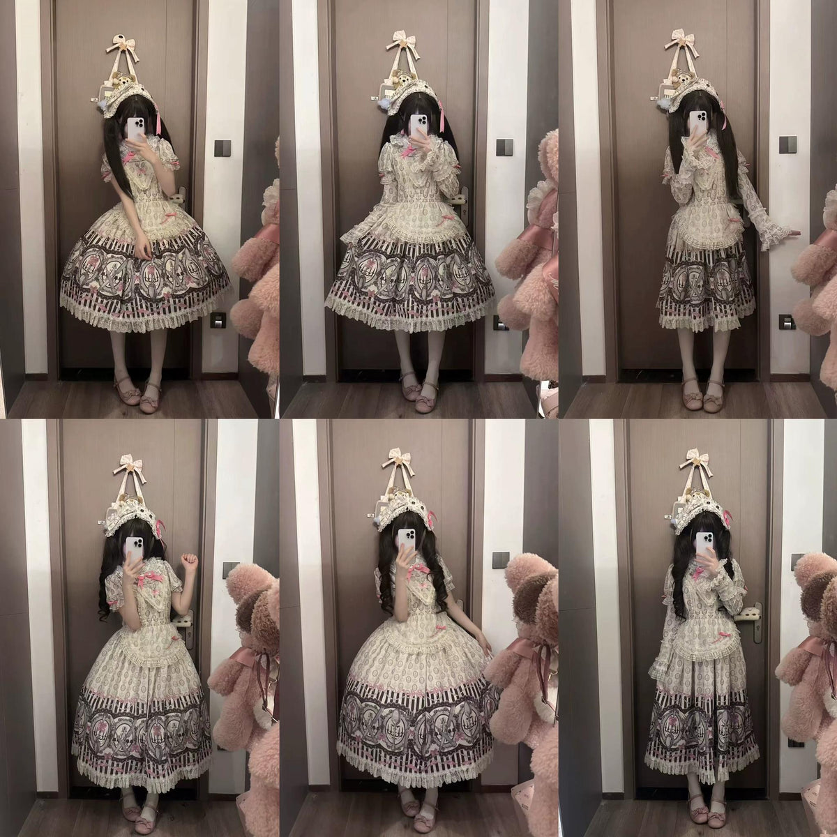 Clara Table - Dark Sweet Lolita SK & JSK Dress Set, Candelabra Tableware Print 45979:870495