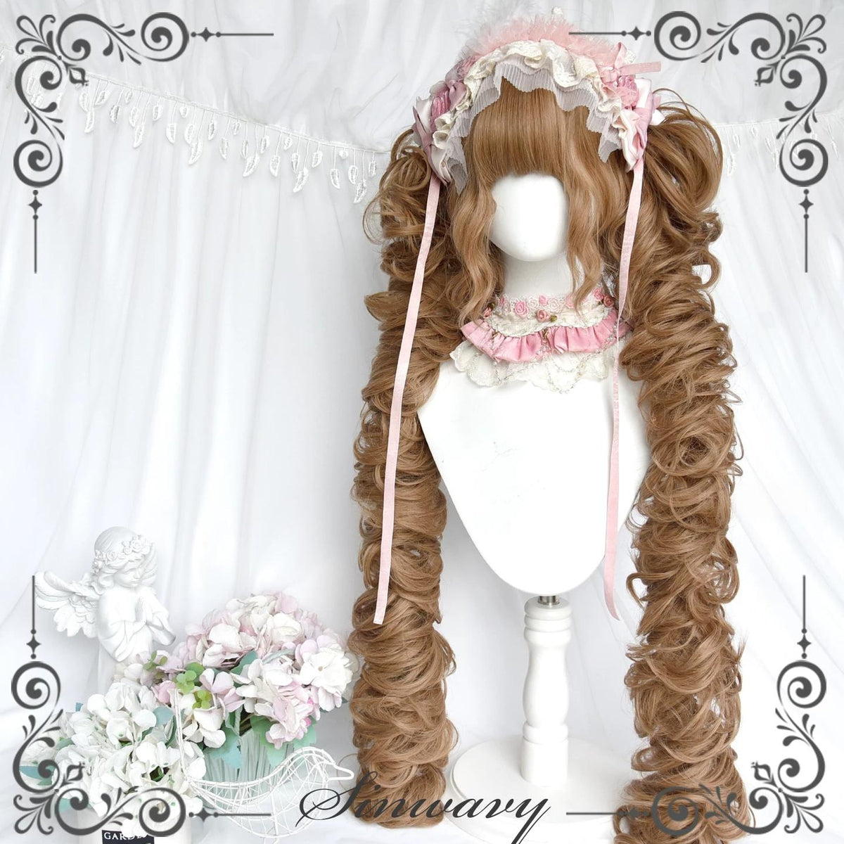 Flaxen Golden Brown Elegant Lolita Wig, Detachable Ponytails 46087:874318