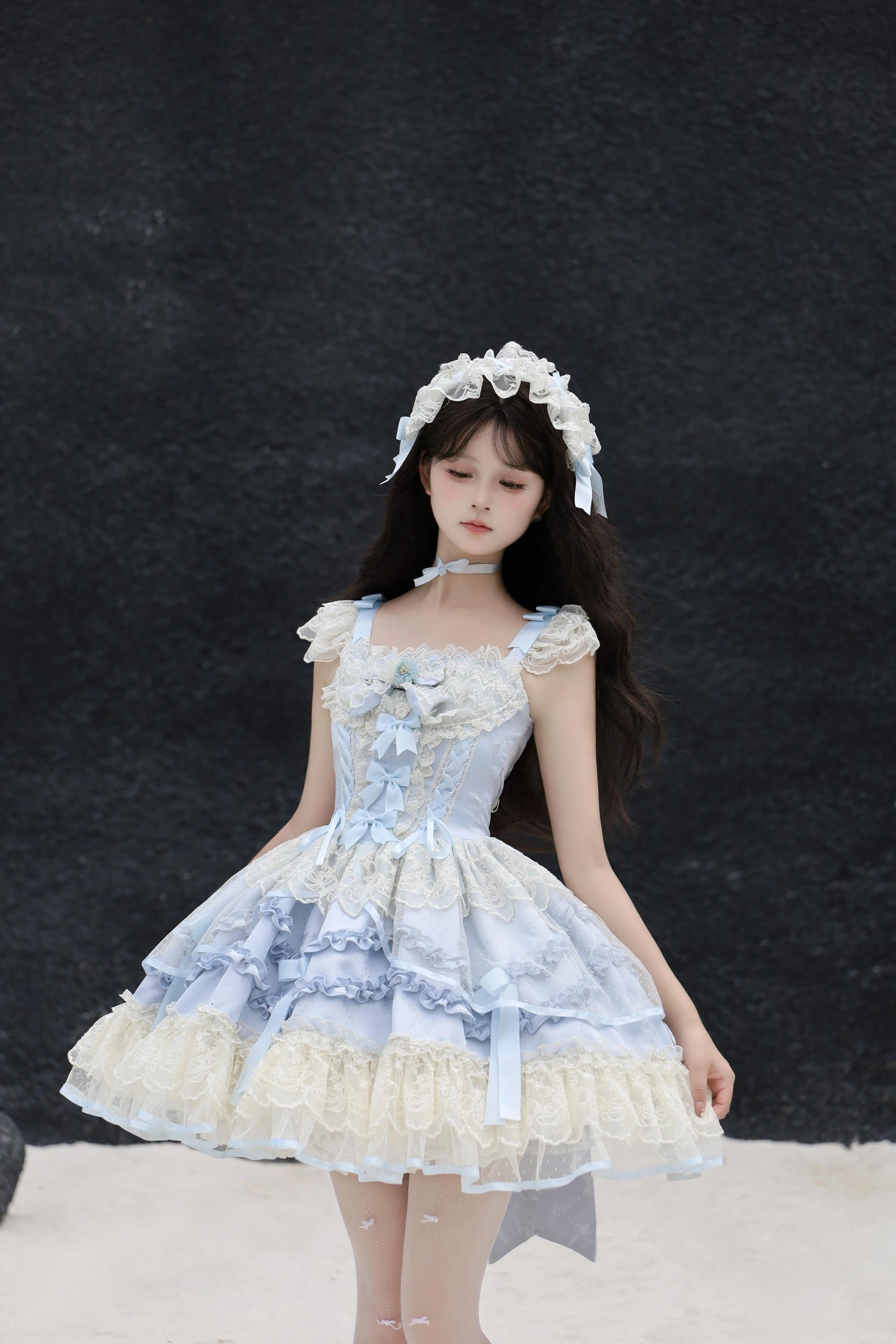 Sugar Girl - Dream Whisper Butterfly - Ballet-Inspired Sweet Lolita JSK Dress Blue JSK Only S
