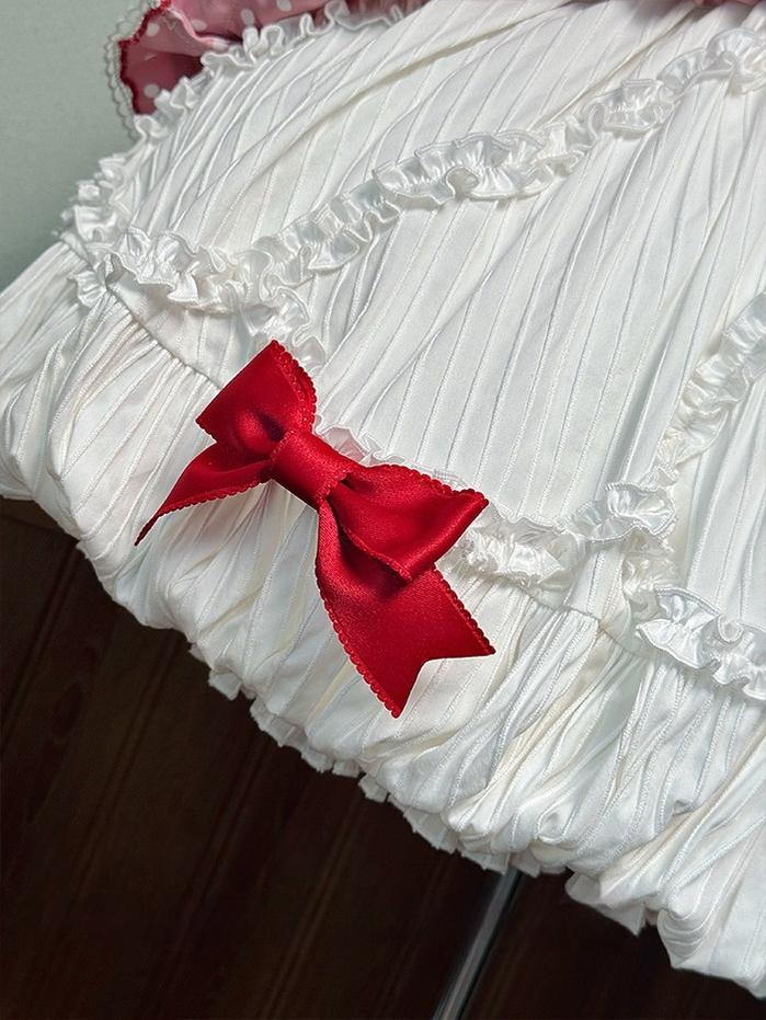 Shuang Sheng Xiao Xiong - Bite The Cake - Sweet Lolita Dress, Red & White Polka Dots 43600:780756