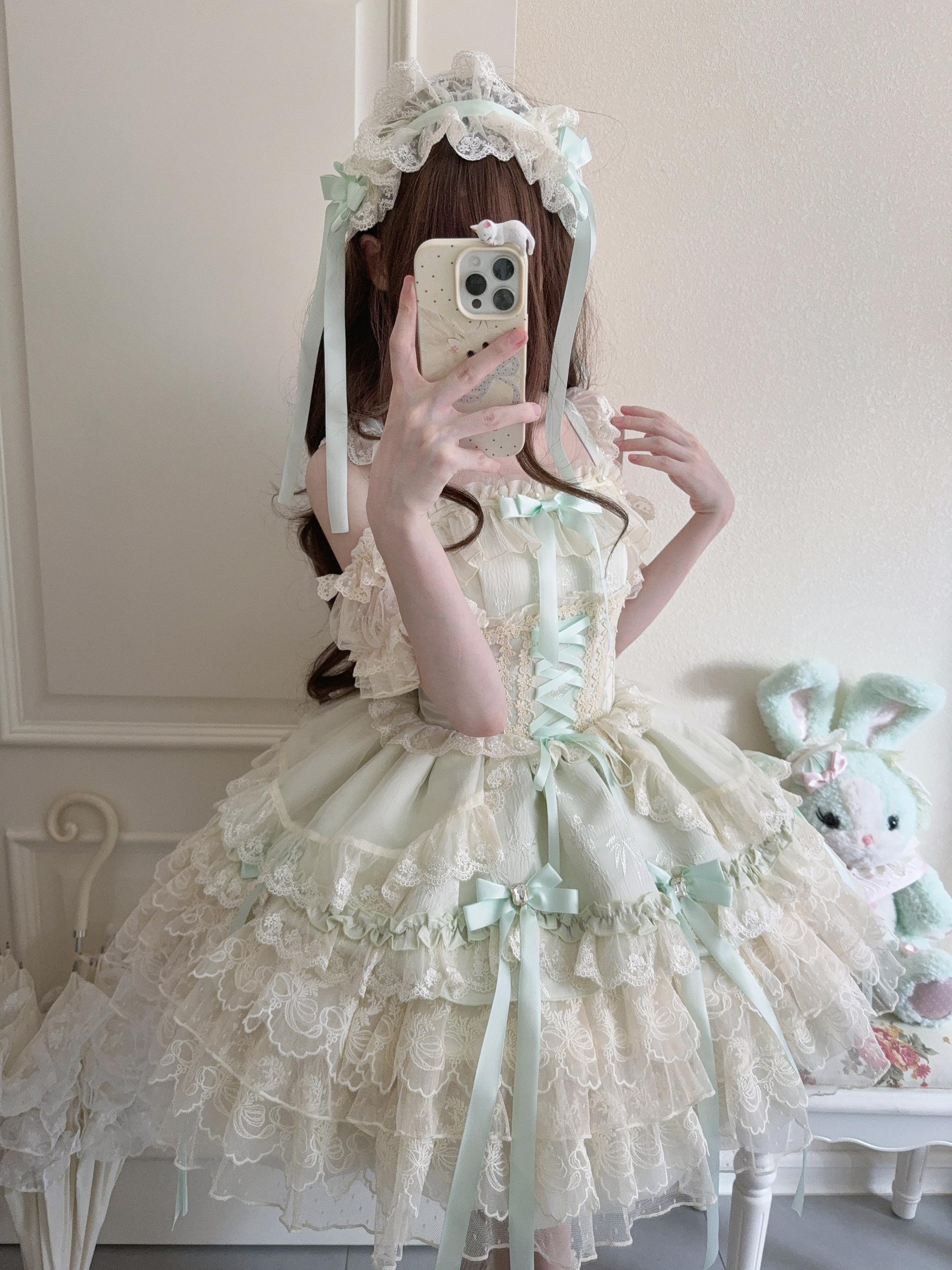Sugar Girl - Ribbons of Love - Sweet Lolita JSK Dress, Tiered Ruffles 43767:785768