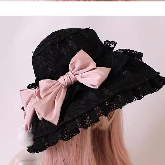 Xiaogui - Retro Lolita Hat Lace Handmade Doll Hat with Multicolor Bows