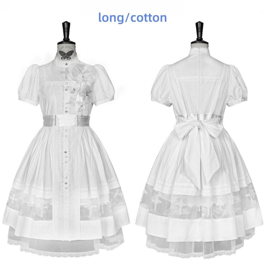 Ghost Orchid - Gothic Lolita OP Dress, Embroidered Cross 45137:835644
