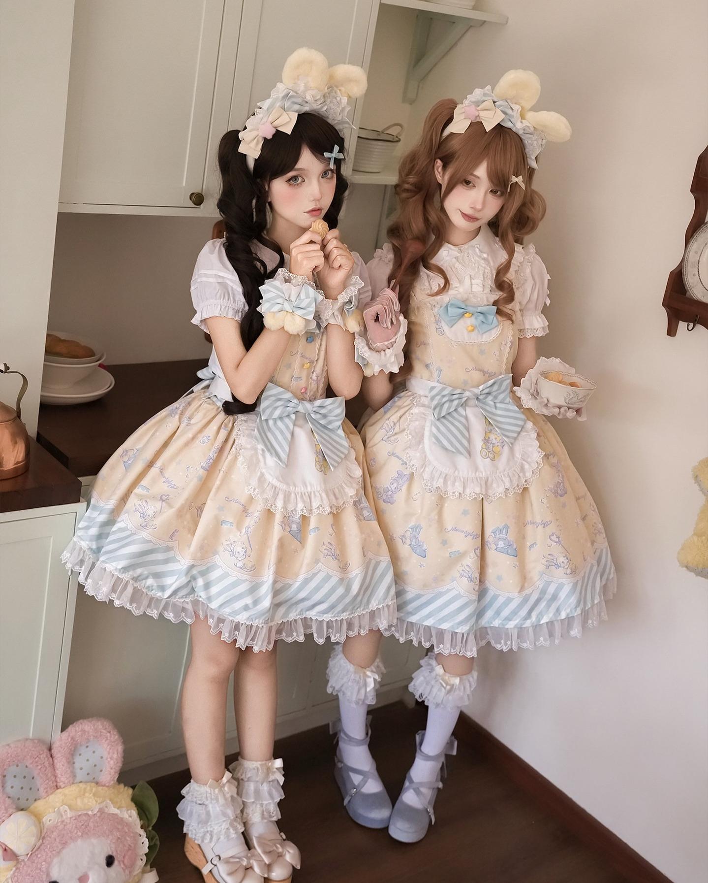Star Gummies - IP Collaboration Sweet Lolita Dress, Bunny Print & Lace 44608:830651