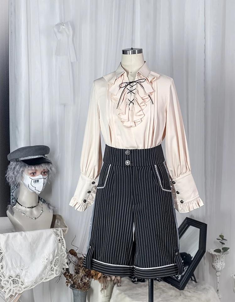 CastleToo - King's College - Ouji Lolita Skirt Set Prince Tie Shirt Set S Apricot shirt