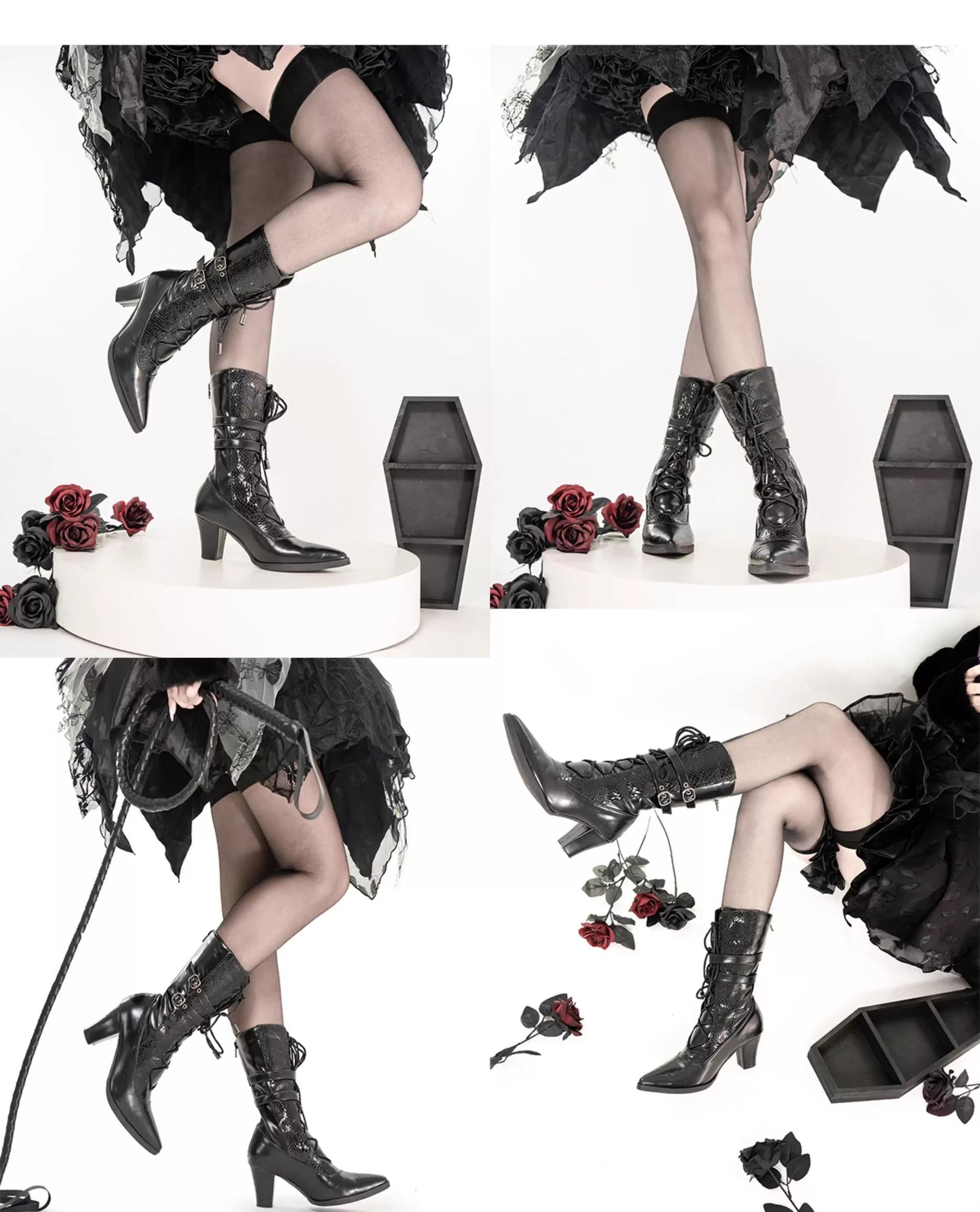 MODO - Gothic Lolita Heel Shoes, Faux Snakeskin Texture