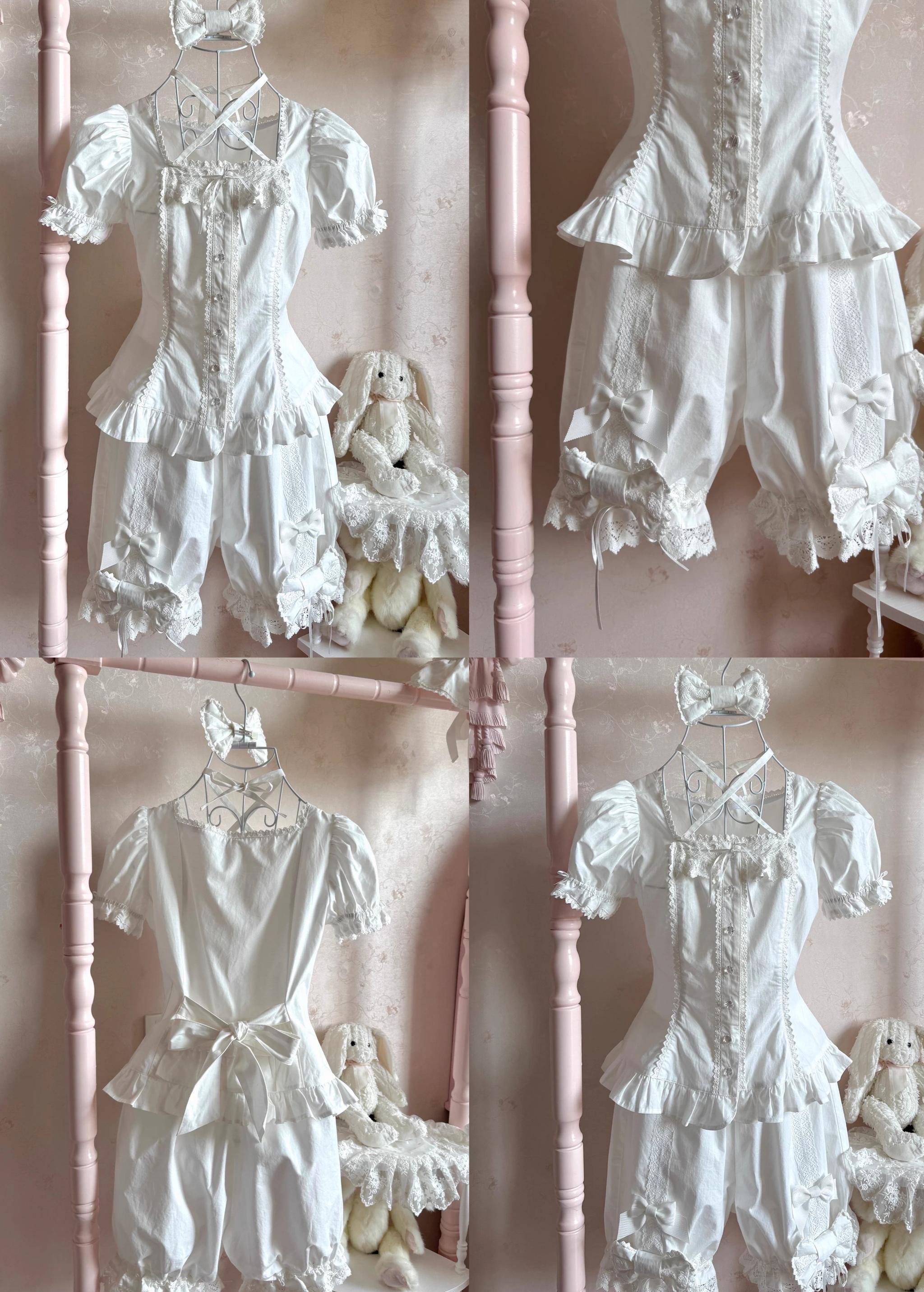 Haruhime Momoko - Cotton Old School Lolita Blouse, Cross Halter Neck