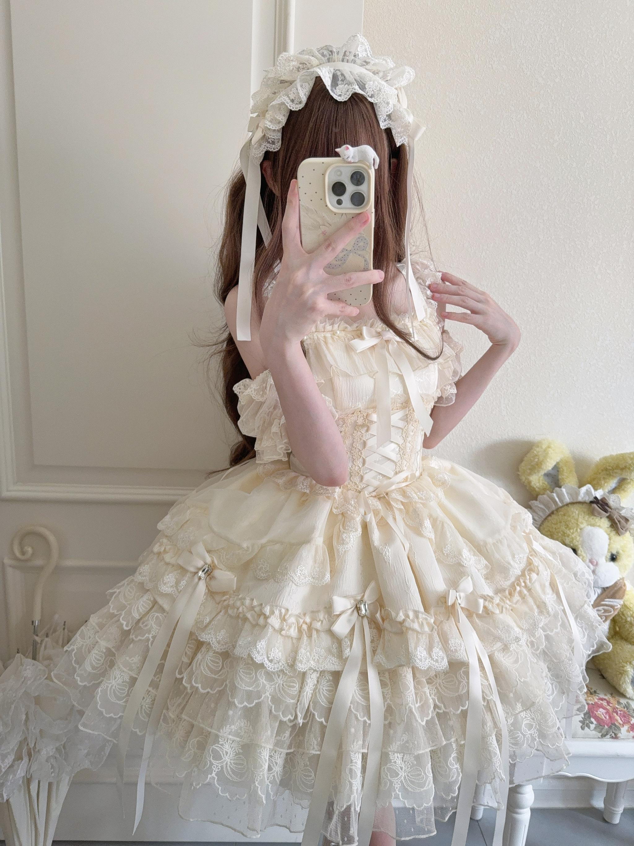 Sugar Girl - Ribbons of Love - Sweet Lolita JSK Dress, Tiered Ruffles 43767:785794