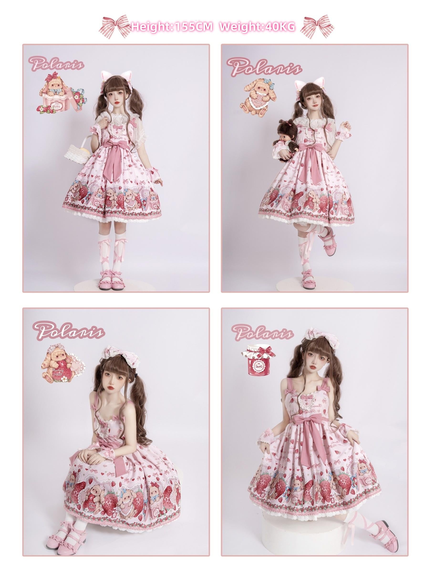 Polaris Lolita - Rabbit Berry Gift Box - Sweet Pink Lolita JSK Dress, Bunny & Straberry Print 44382:806008