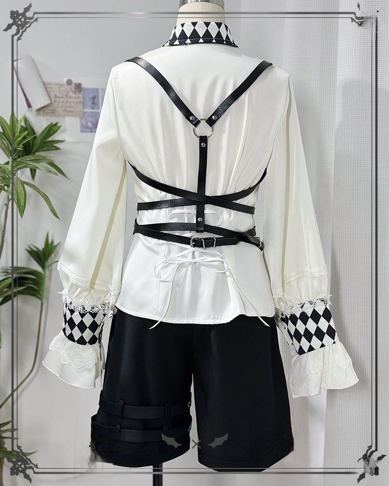 CastleToo - Fantasy Wonderland - Ouji Lolita Checkered Blouse with Suspenders Pants and Cape (L M S XL) 42735:751579