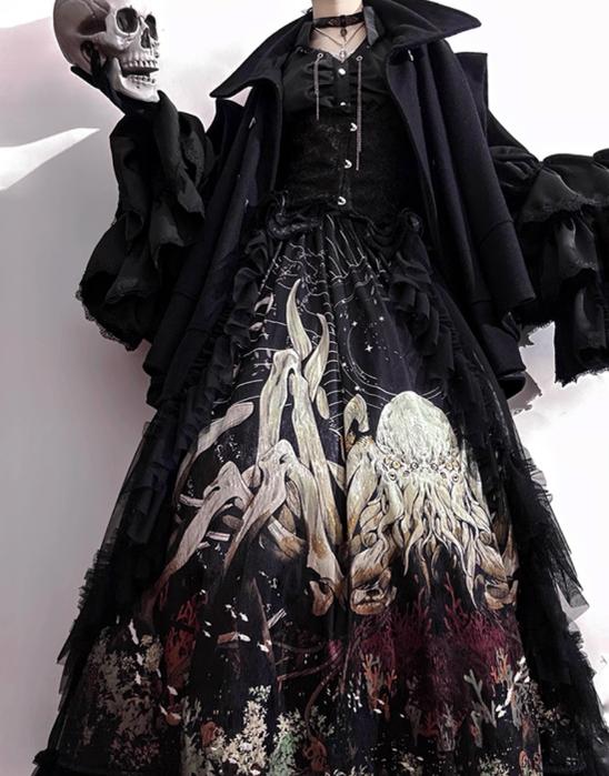 Caged Bird Hotel - Reborn Ancient God - Gothic Lolita Shirt & Skirt Set