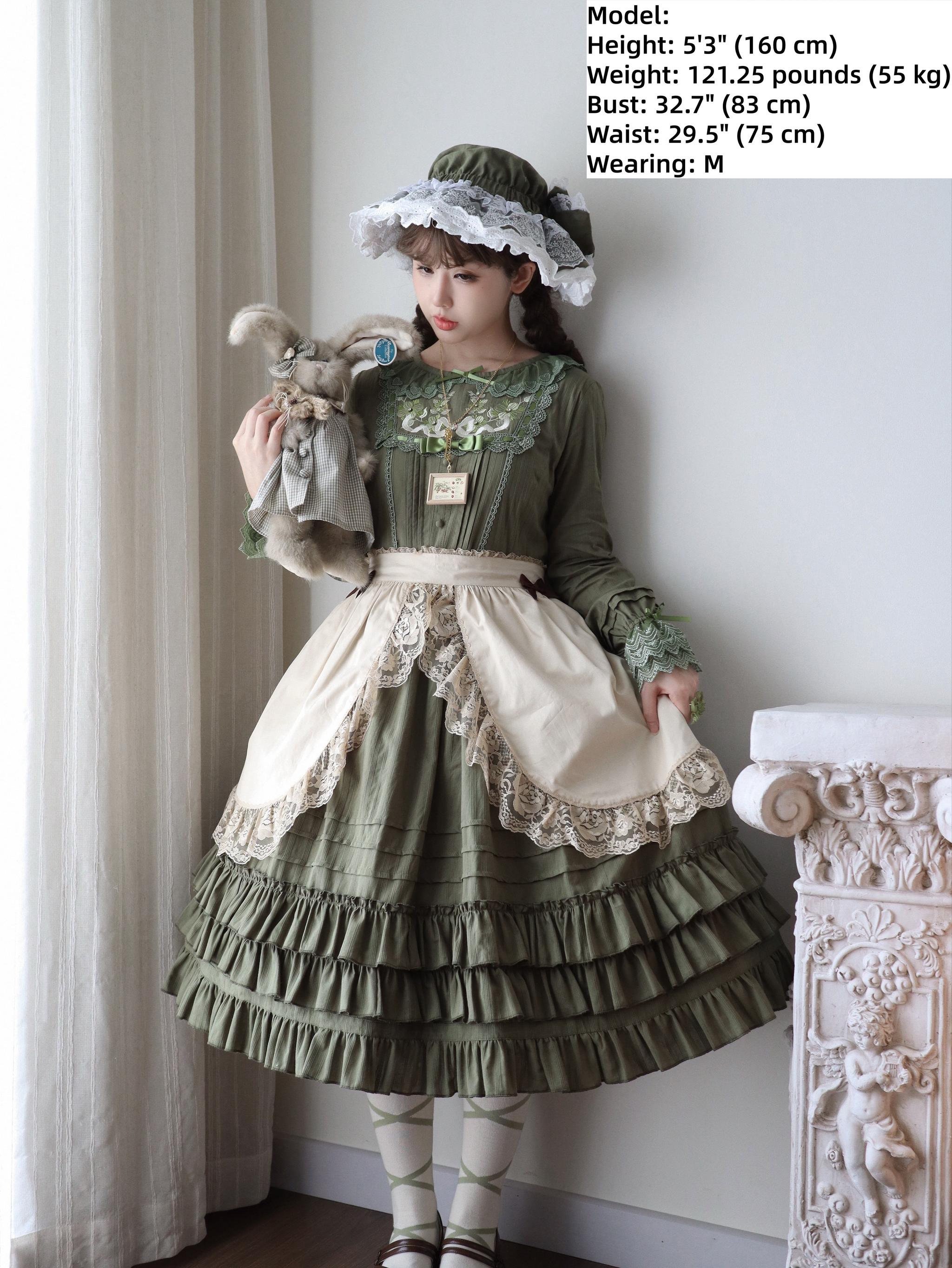 Maiden Nelly - Classic Lolita OP Dress, Embroidered Flowers