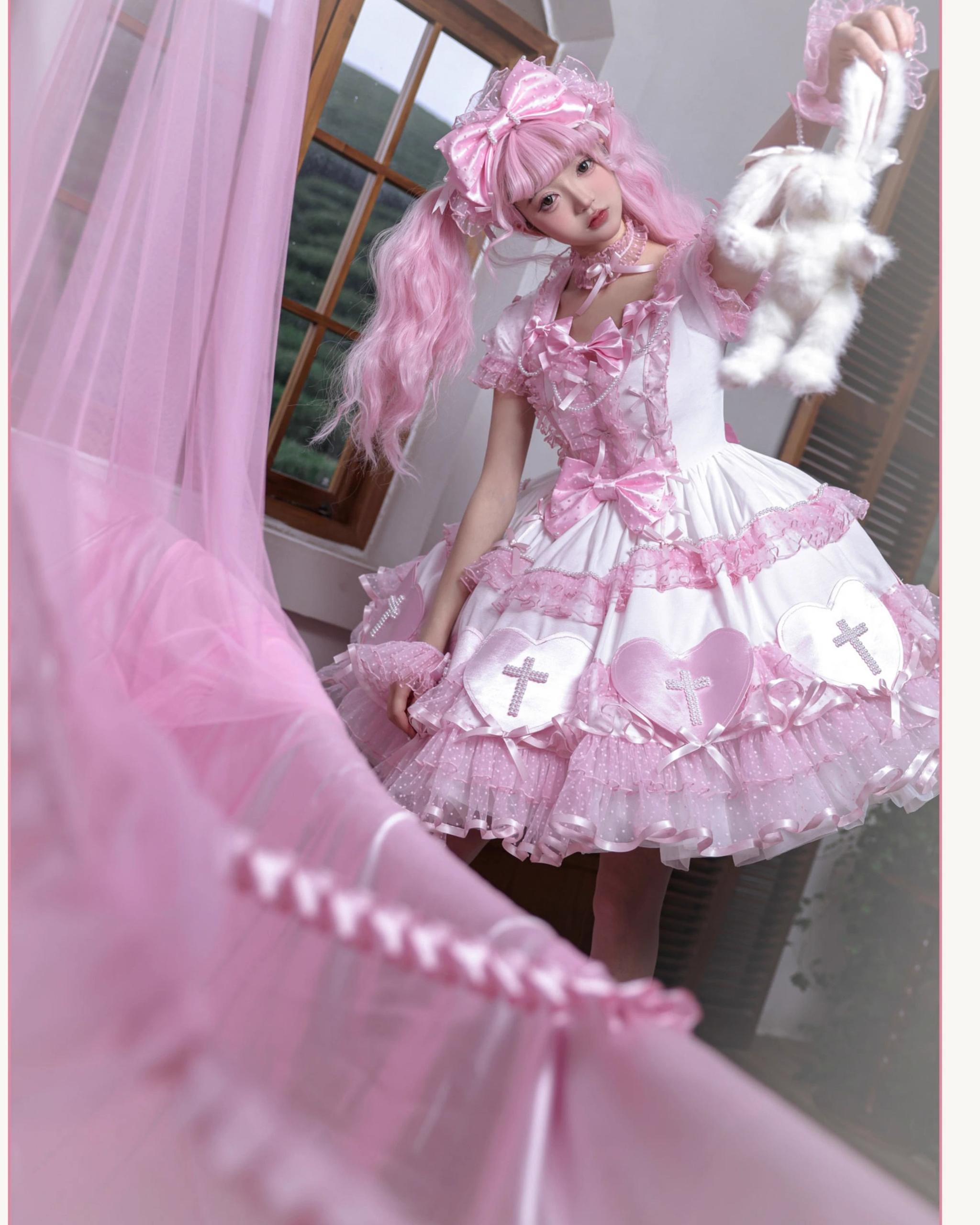 Showa Cross Lovers - Old School Lolita Heart Shaped OP Dress Accessories 39228:617128