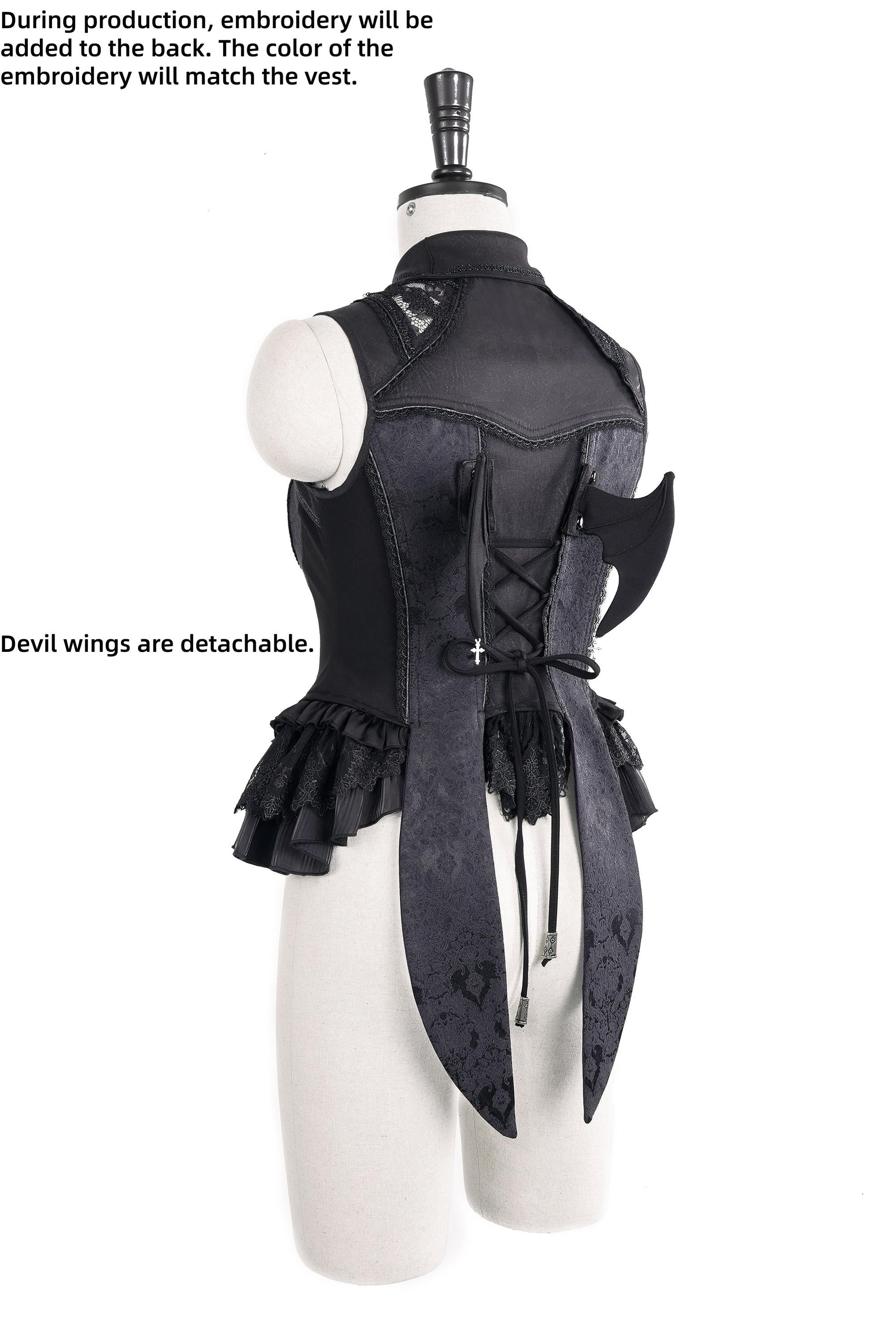 Holic - Gothic Lolita High-low Hem Vest, Tiered Hem Skirt 44877:824768