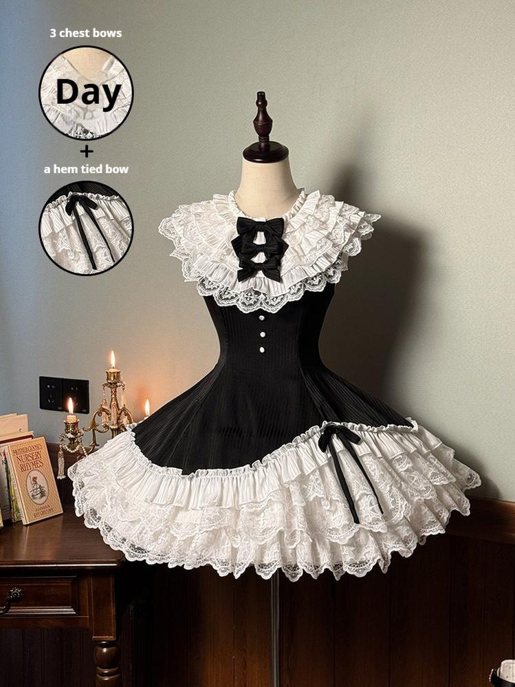 Alice Girl~Arrogant Miss~Sweet Lolita Jumper Dress with Tiered Lace Dress (L M S XL XS) 41484:699984