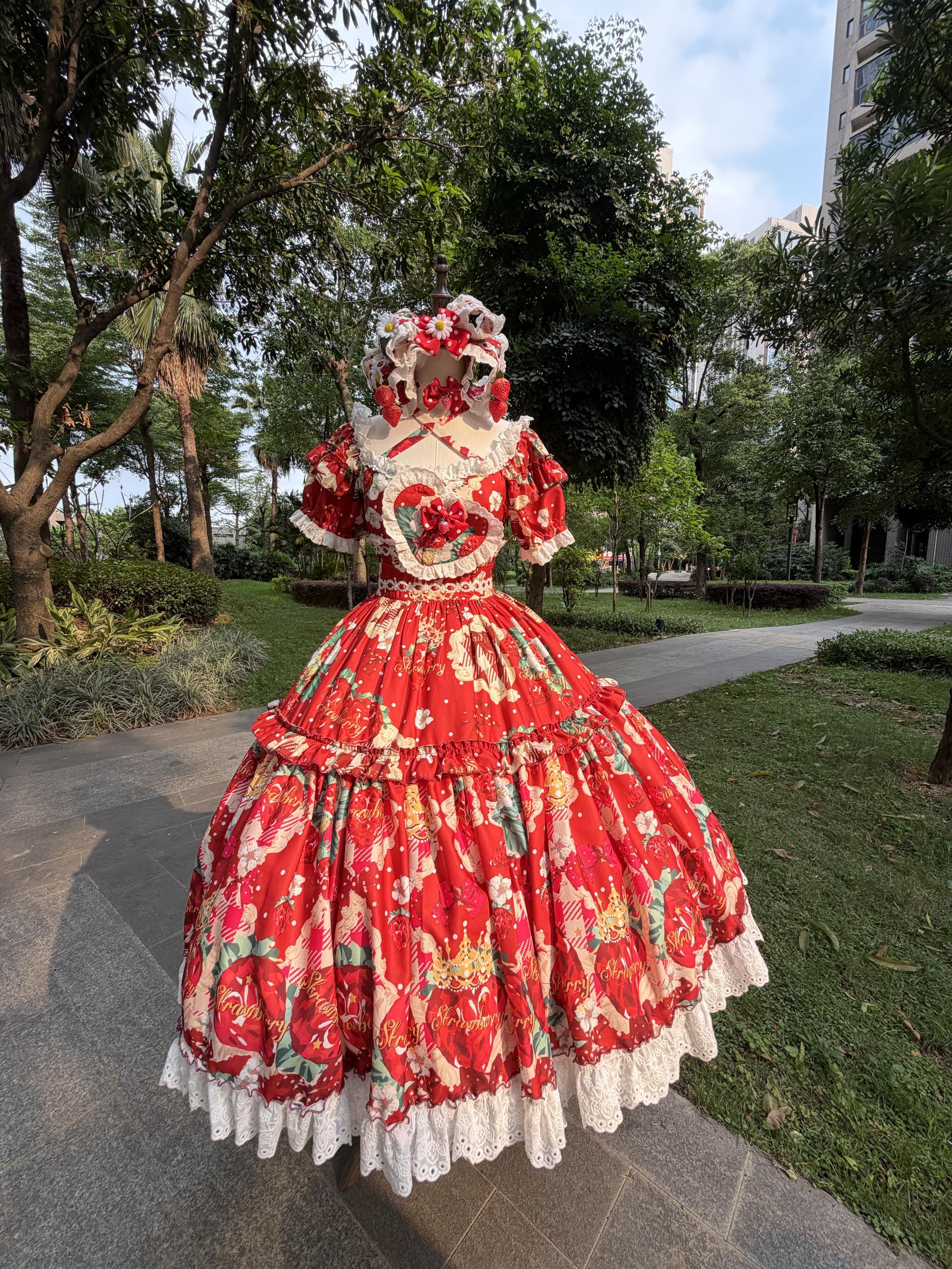 Crown Strawberry - Old School Lolita Crown Strawberry Printed OP Dress