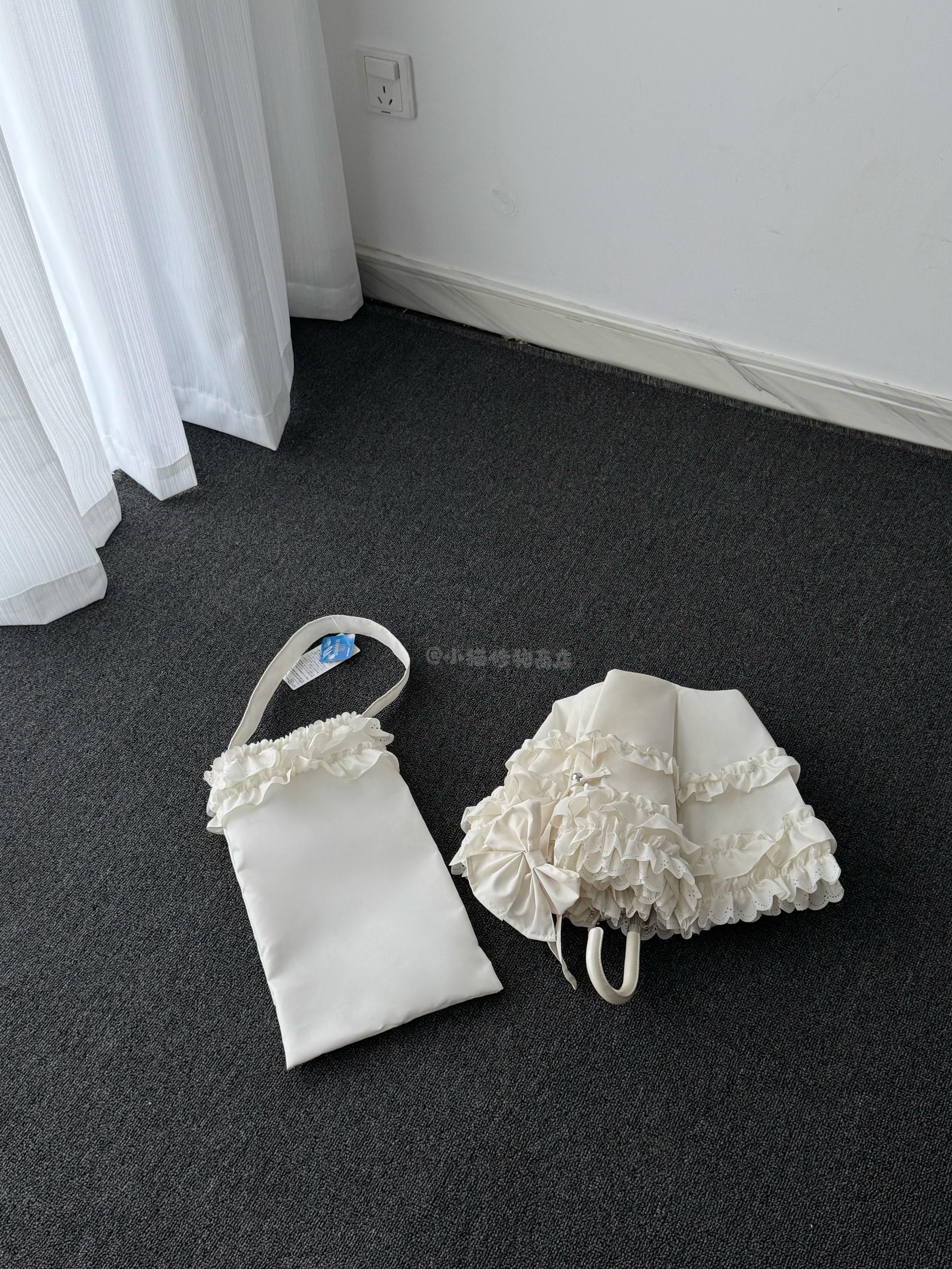 Classic Lolita Foldable Sunscreen Parasol with Ruffles 45588:854141