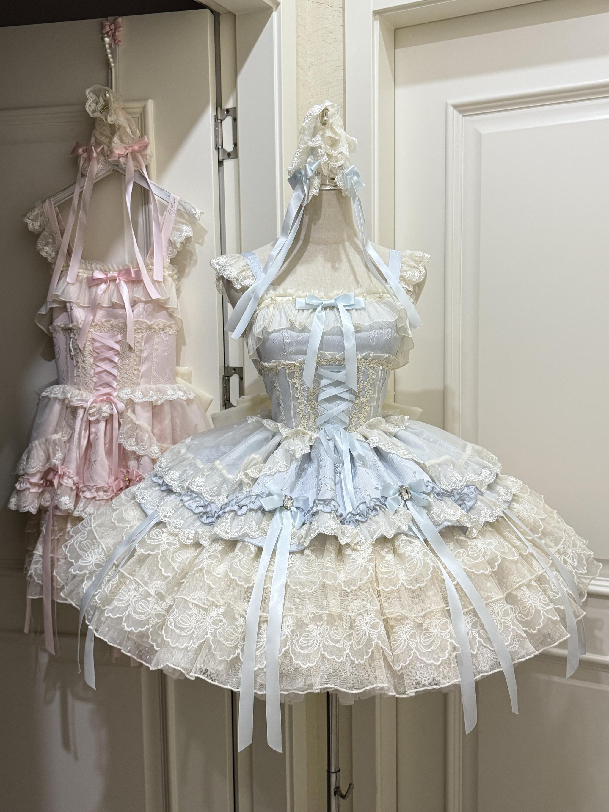 Sugar Girl - Ribbons of Love - Sweet Lolita JSK Dress, Tiered Ruffles 43767:785805