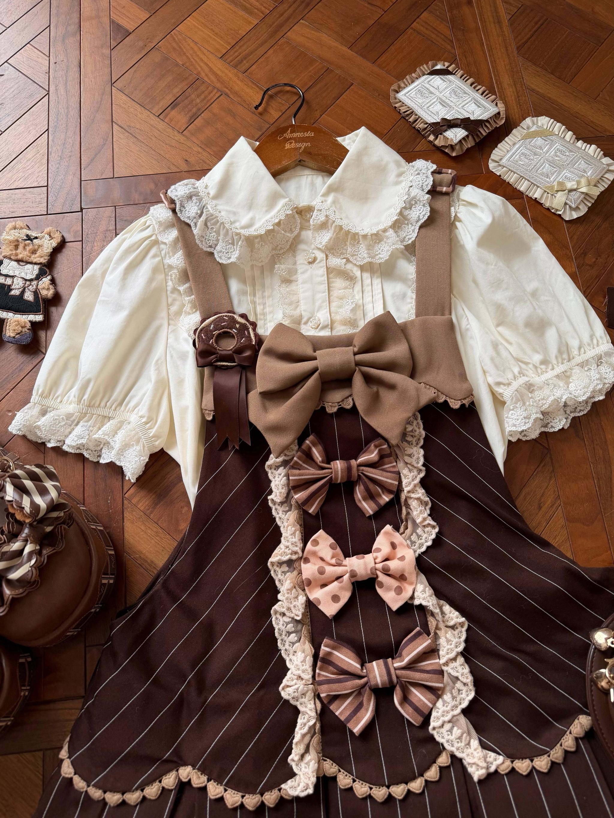 Sugar Heart Rose - Old School Lolita Cotton Blouse with Ruffles