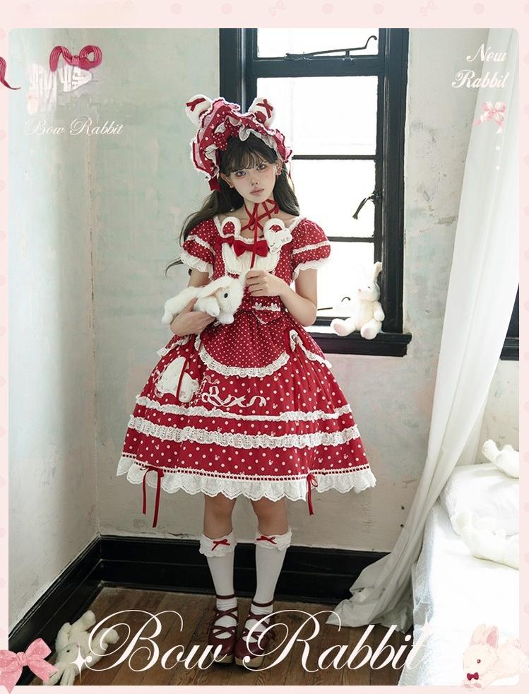 Mademoiselle Pearl~Bow Bunny~IP Collab Sweet Lolita OP Dress Bow JSK OP 38022:578738