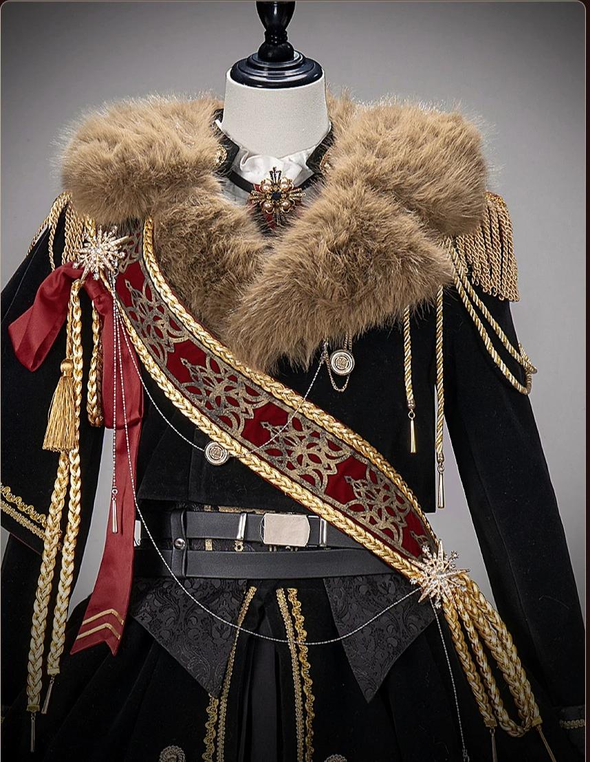 Canticle of Rites - Military Ouji Lolita Jacket & Shorts Set, Detachable Train 46053:873825