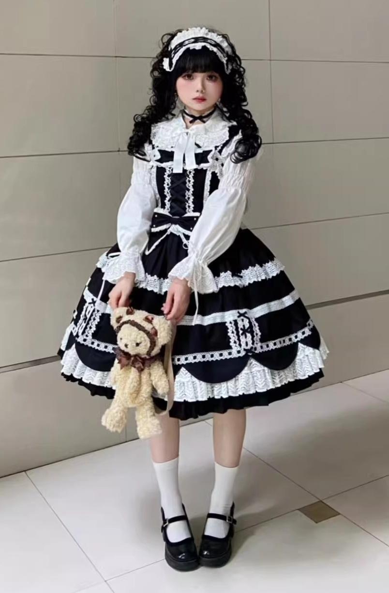 Cream Petal - Cotton Old School Lolita JSK, Layered Tiered Hem 44538:812493