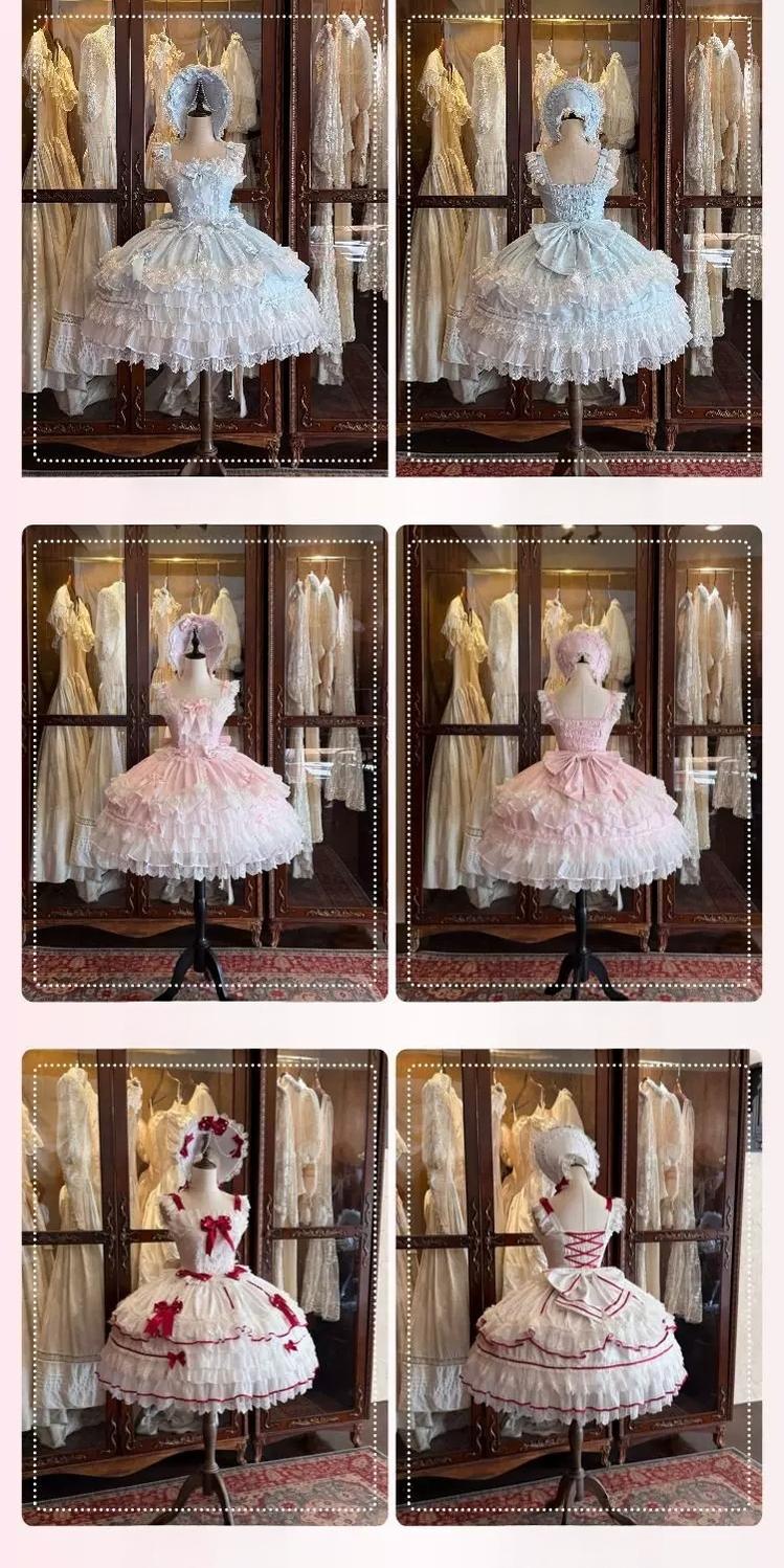 Star Porcelain Doll - Sweet Lolita JSK Dress Set, Tiered Ruffle Hem 46093:874795