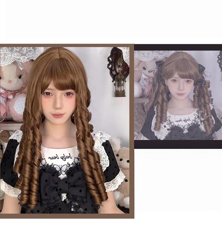 Golden Brown Doll-Like Lolita Wig With Roman Curl 45884:866421