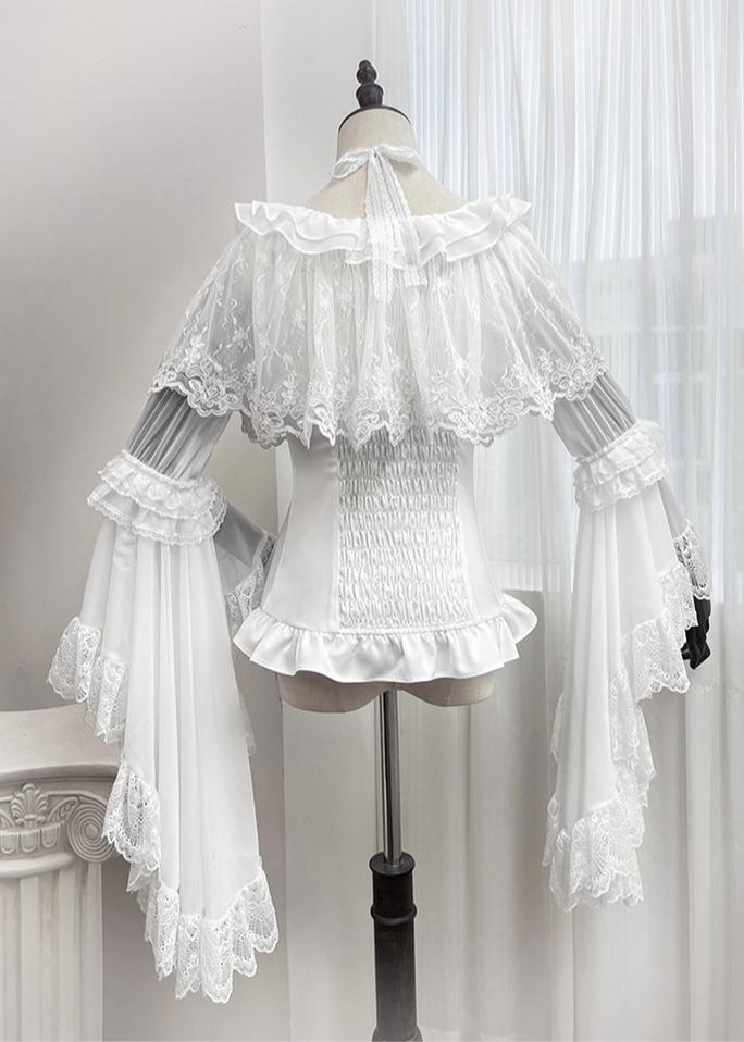 Linglong Porcelain - Classic Lolita Halter Neck Blouse, Detachable Shawl 44878:824722