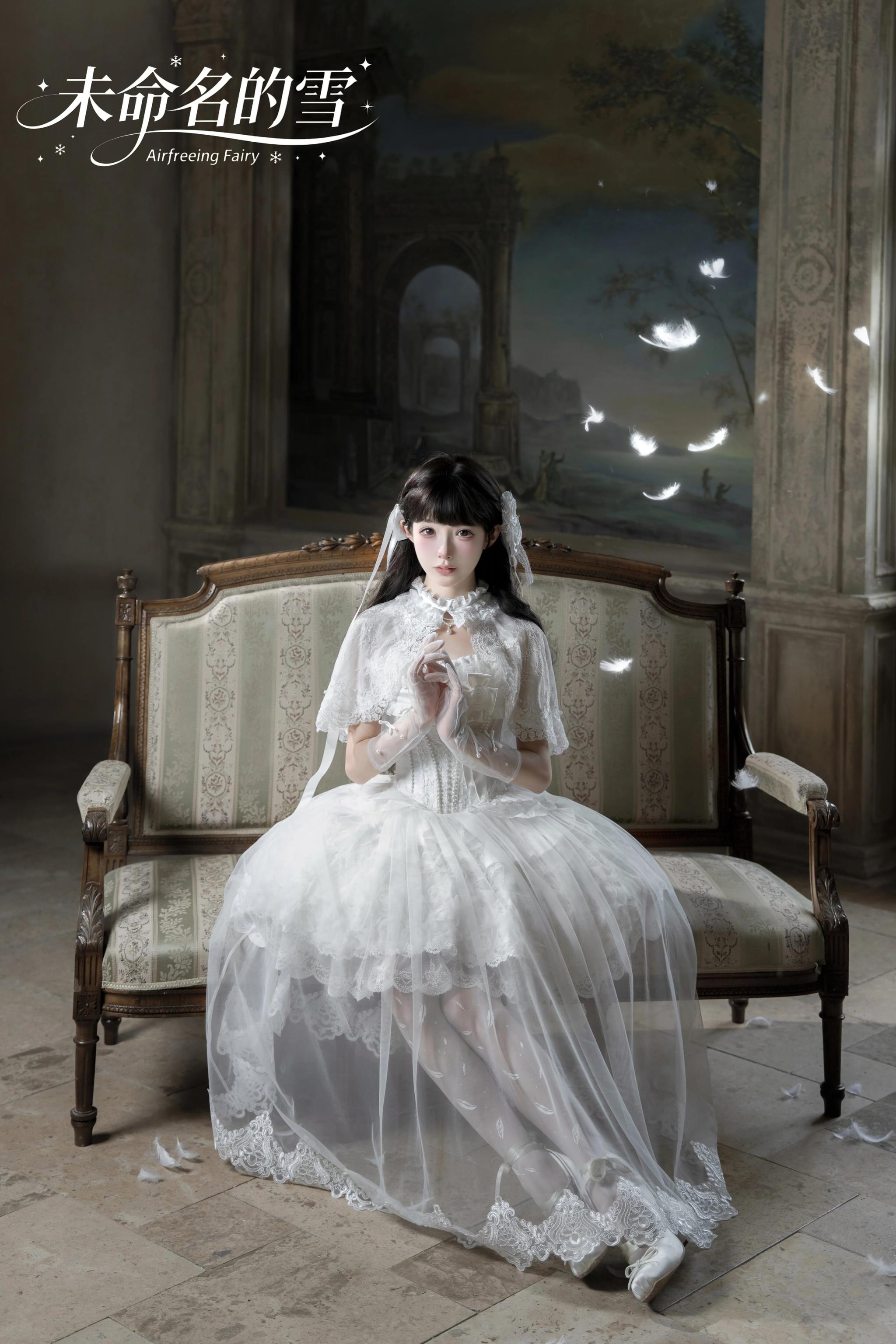 Nameless Snow - Classic Lolita Corset JSK Dress, Detachable Cape 45683:859011