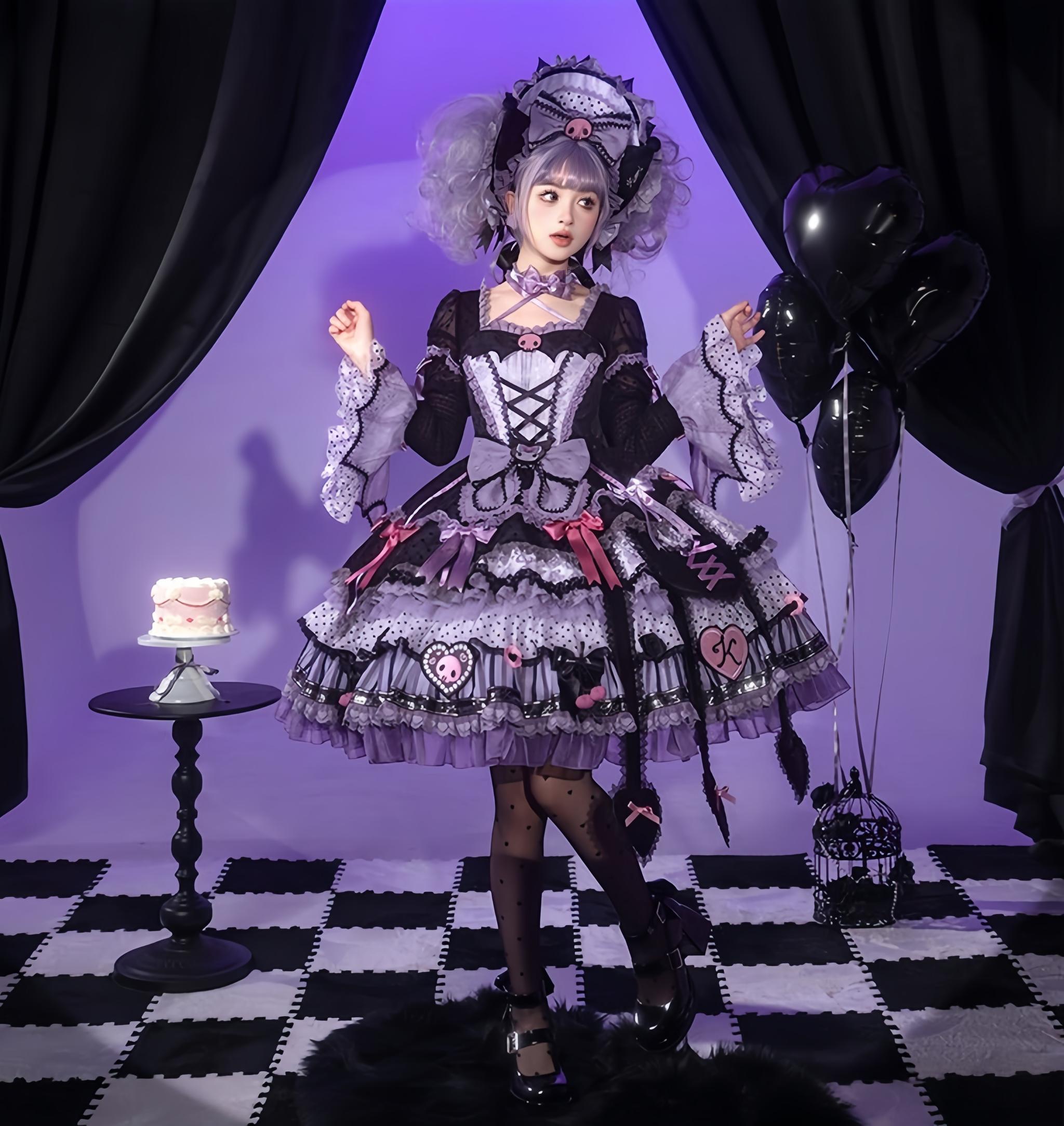 IP Collab Gorgeous Lolita OP Dress, Polka Dot Accent