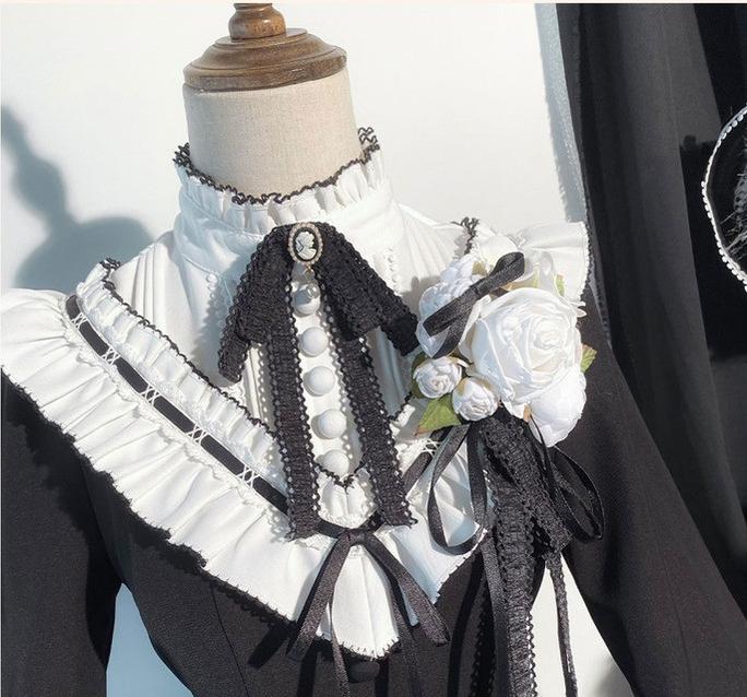 Winter Birch - Classic Lolita Slim Fit OP Dress, Standing Collar