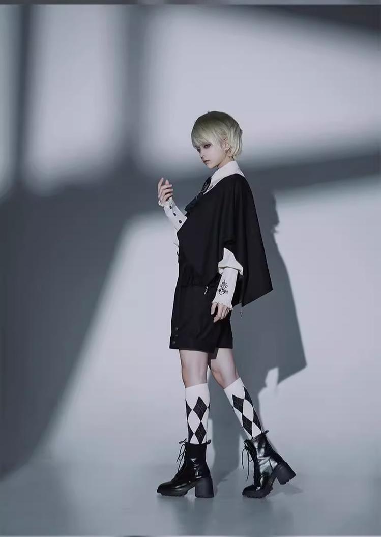 CastleToo - Night Raven Magic - Ouji Lolita Dress Set, Suspender Shorts & Cape 38930:605540