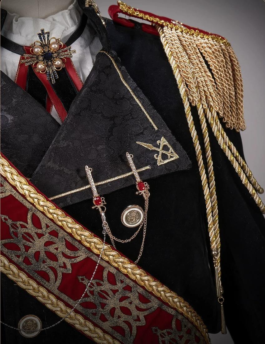 Canticle of Rites - Military Ouji Lolita Jacket & Shorts Set, Detachable Train 46053:873811