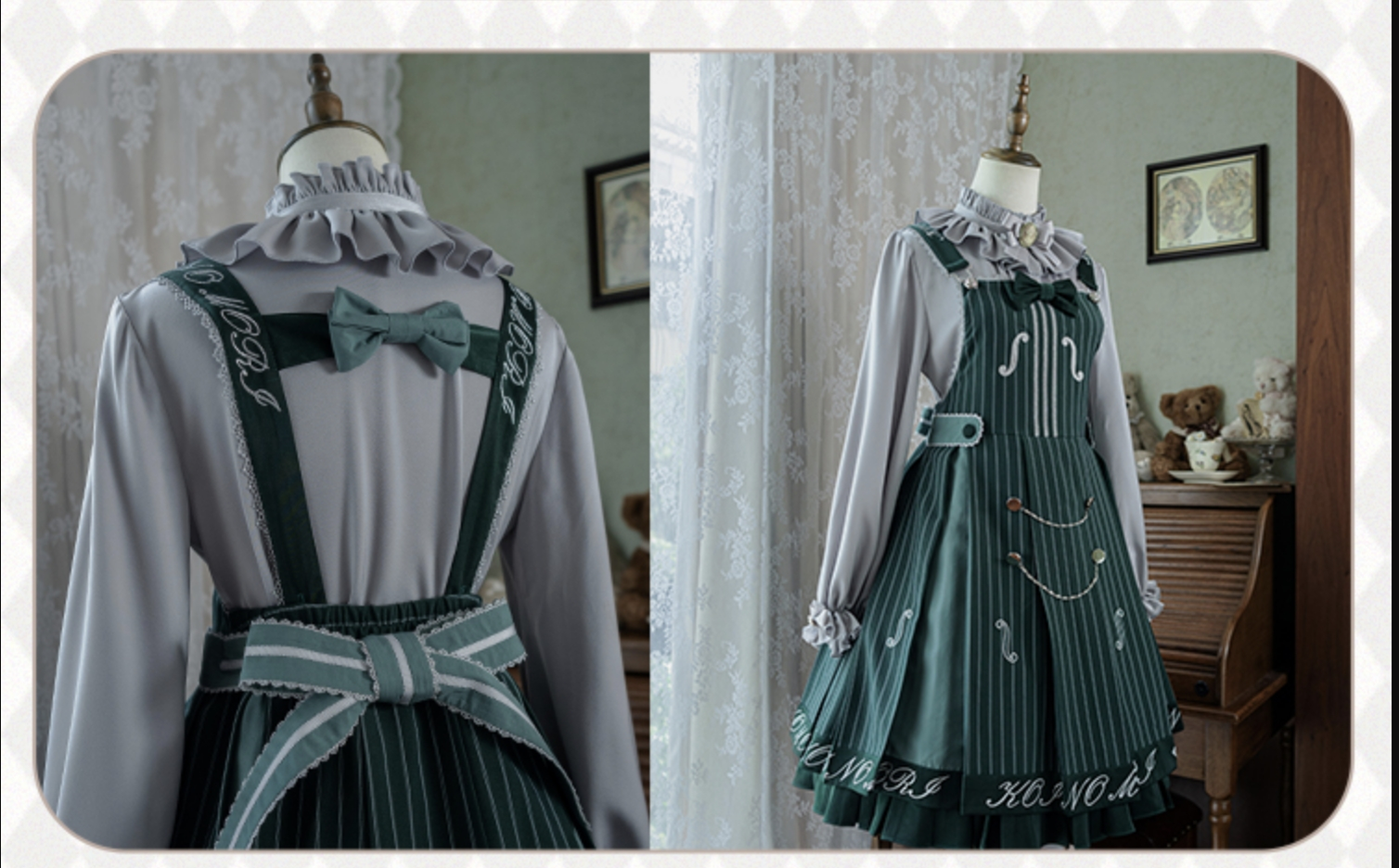 Forest Fluorescent Carps~Classic Lolita Salopette Set Violin Preppy Style Dress 32898:394618