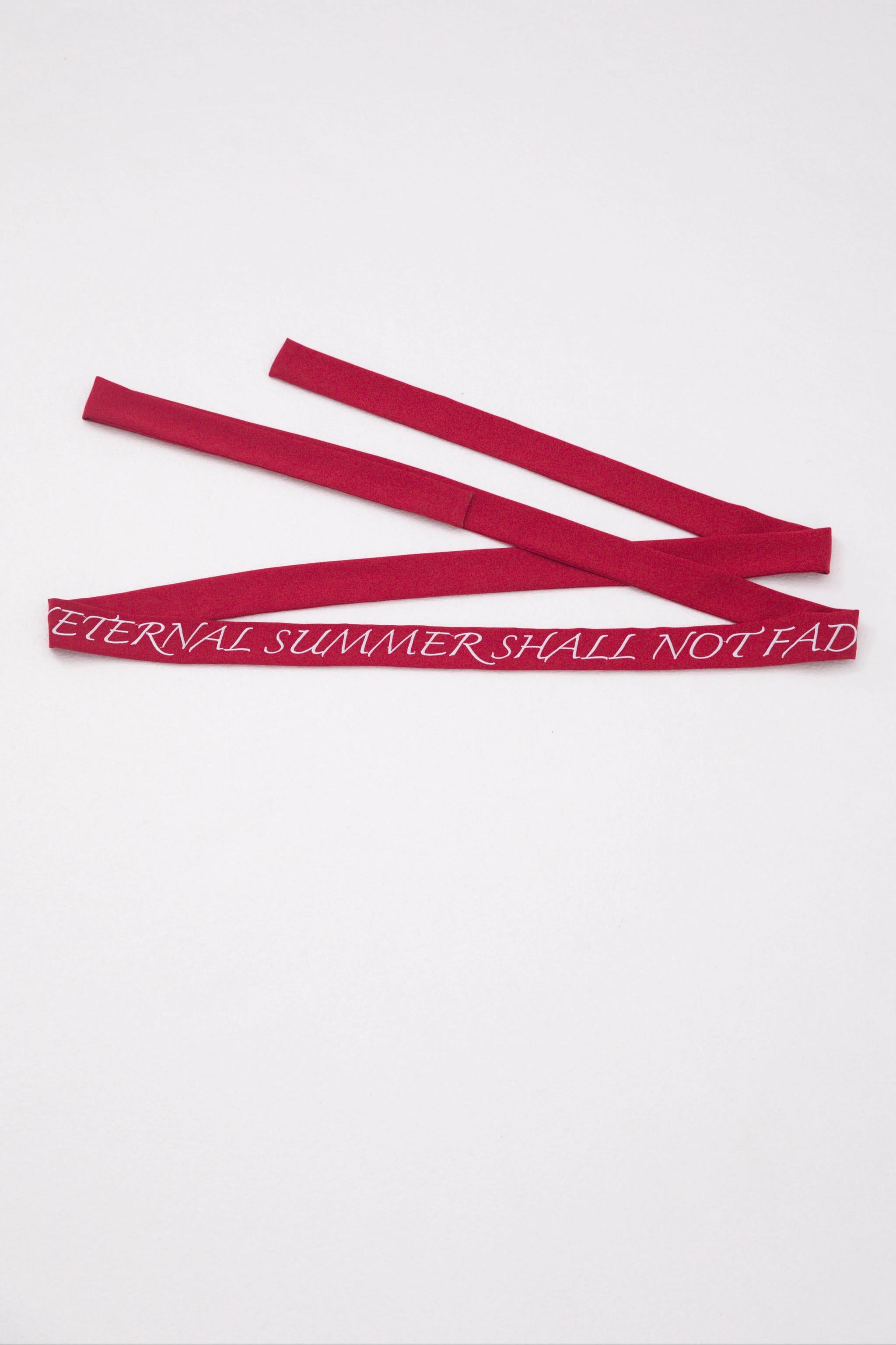 ZJstory - Sonnet Summer - Sweet Lolita Accessory Set Bow KC Hairband Waist Tie Red Embroidered Waist Tie Only F