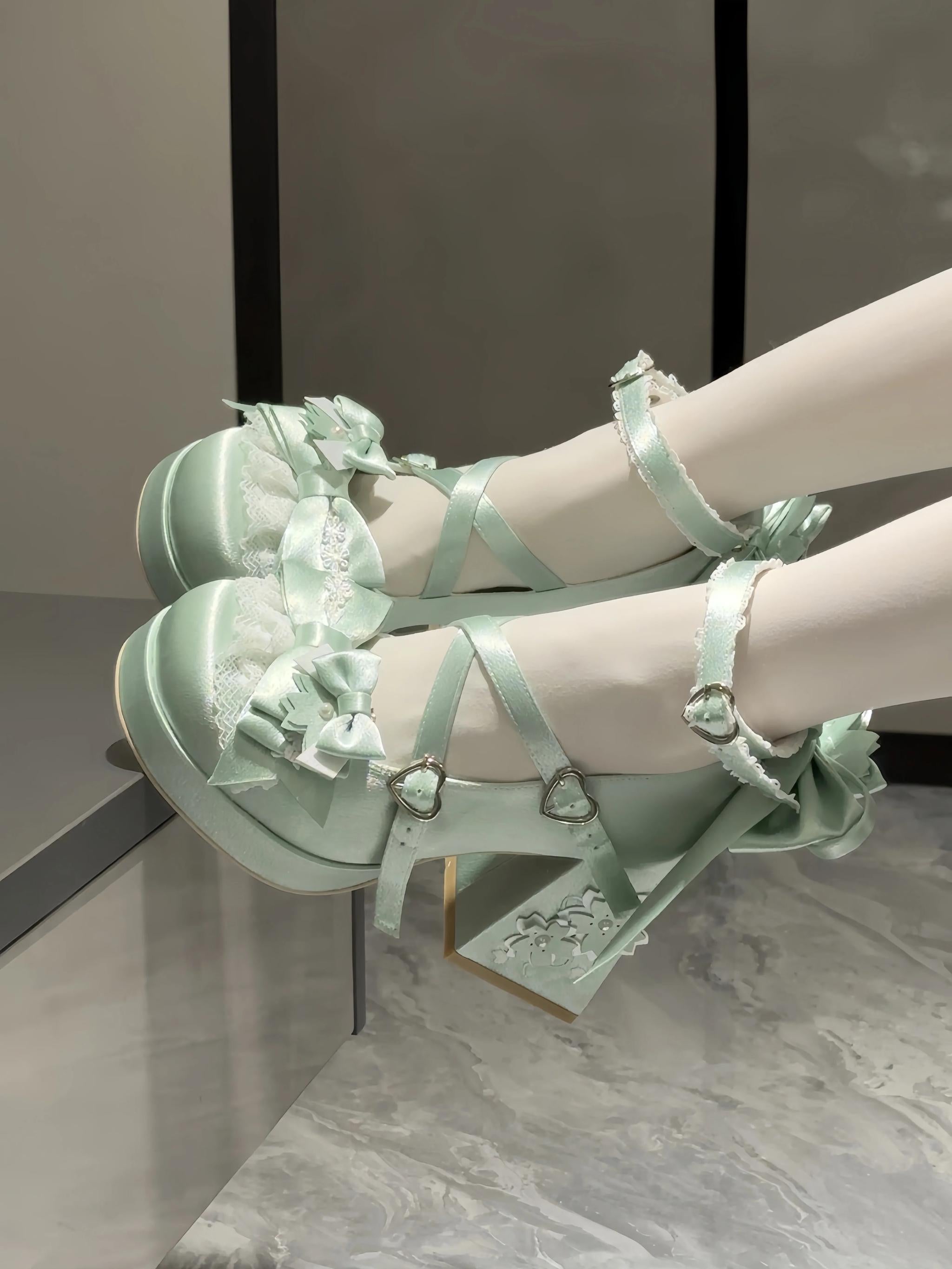 Sakura Oath - Sweet Lolita Chunky Heel, 3D Floral Decoration 44458:809009
