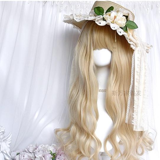 Light Blone Wavy Lolita Wig, Straight Bang 44390:806384