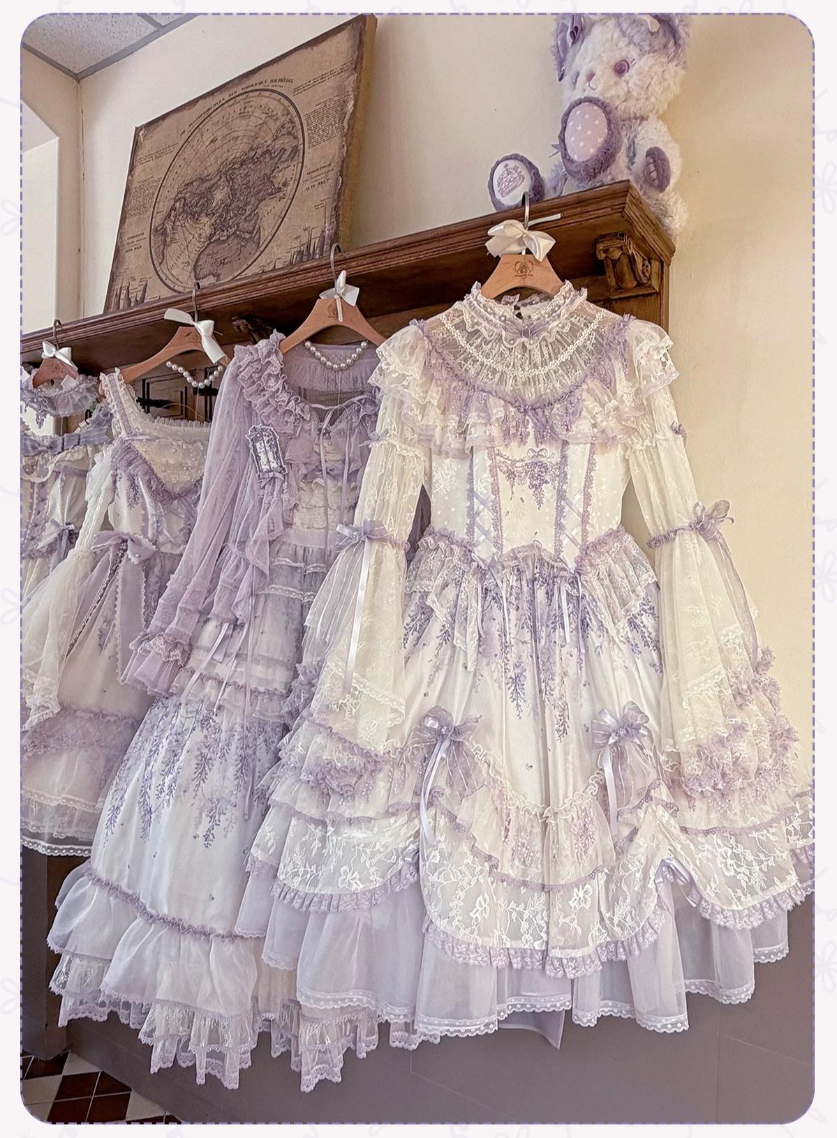 Wisteria Courtyard - Dreamy Purple Classic Lolita Dress, Wisteria Embroidery