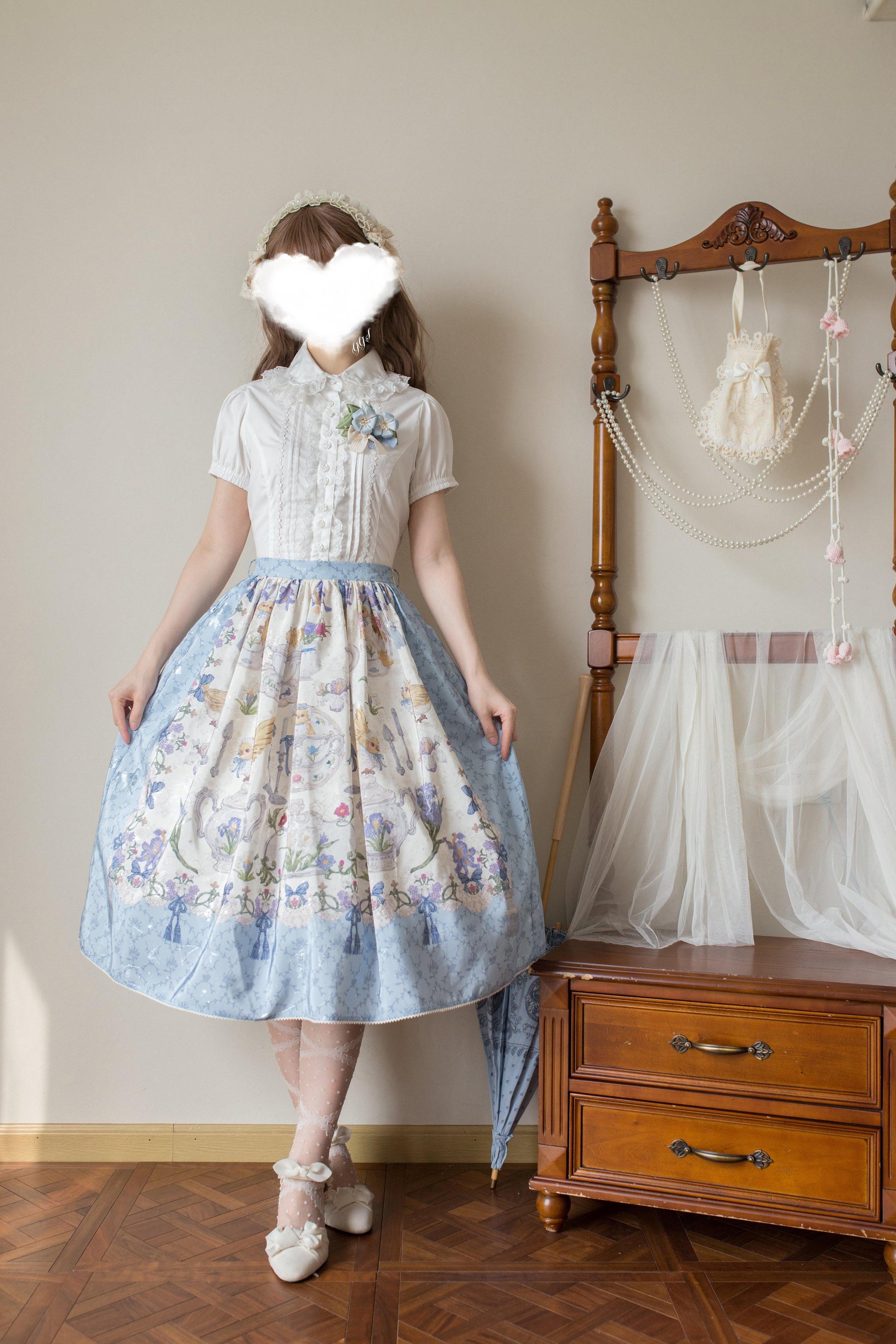 Sugar Heart Rose - Old School Lolita Cotton Blouse with Ruffles