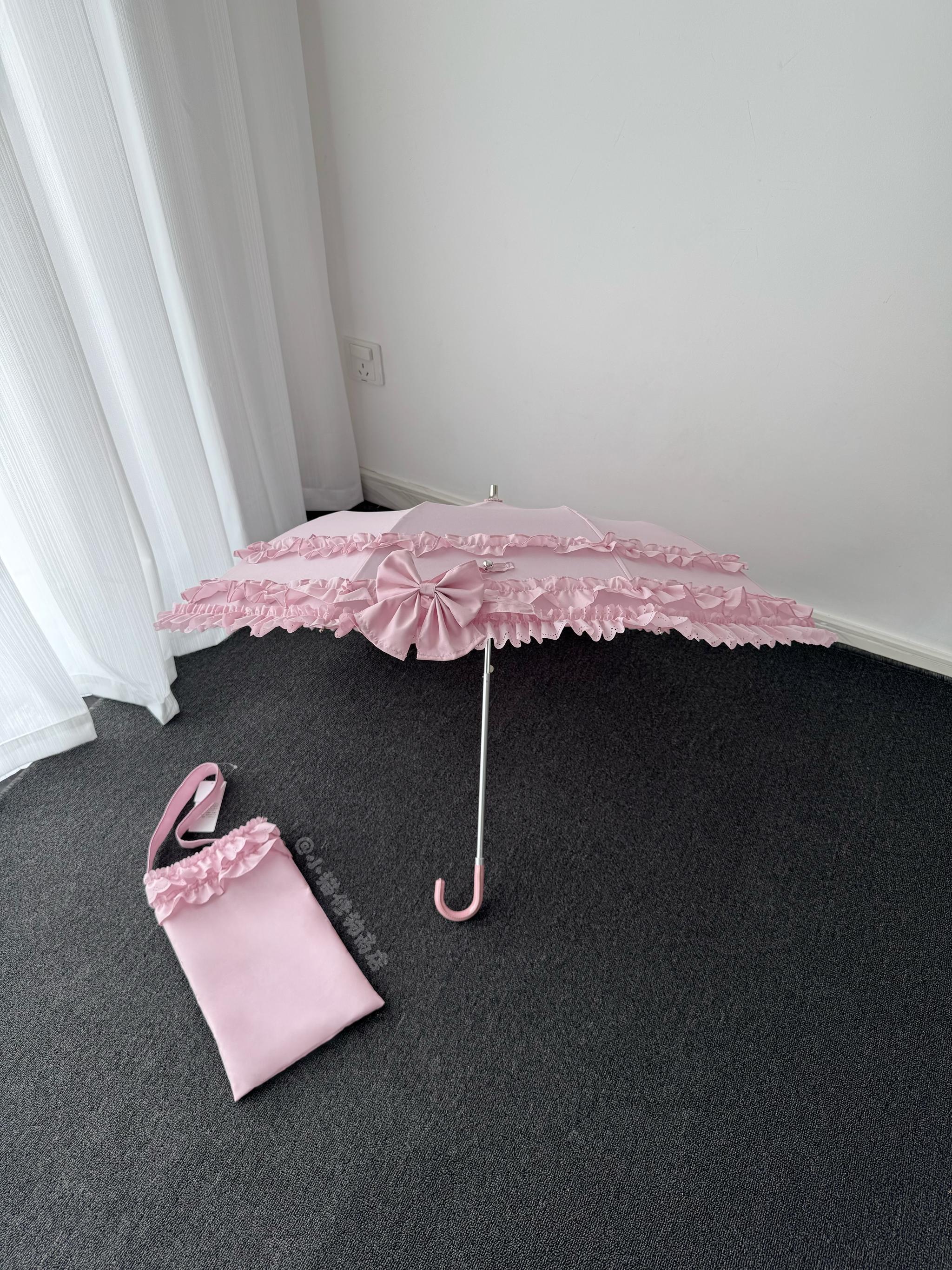 Classic Lolita Foldable Sunscreen Parasol with Ruffles 45588:854157