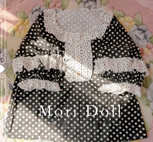 Mori Doll - Strawberry Jam - Sweet Dot Print Short Sleeve Shirt Multicolors S black (b type)