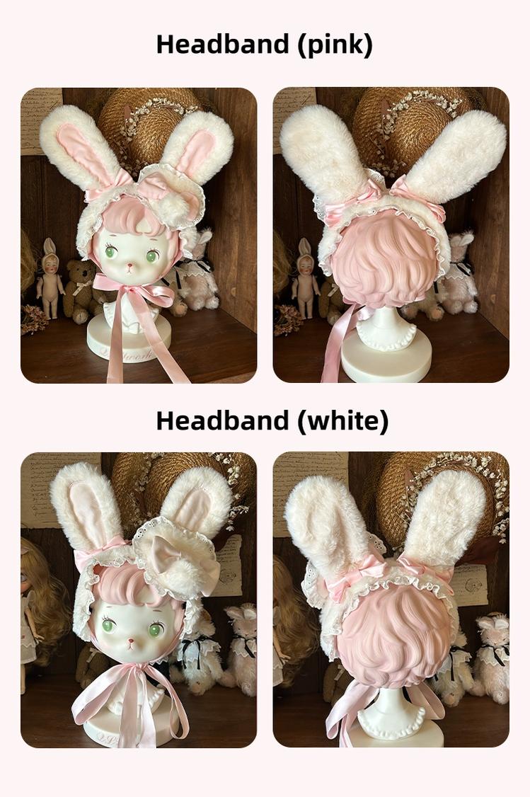 Mengfuzi - Bunny Mochi - Winter Doll-like Sweet Lolita Cape Dress Set (Pink White / 2XL L M S XL) 44099:796086