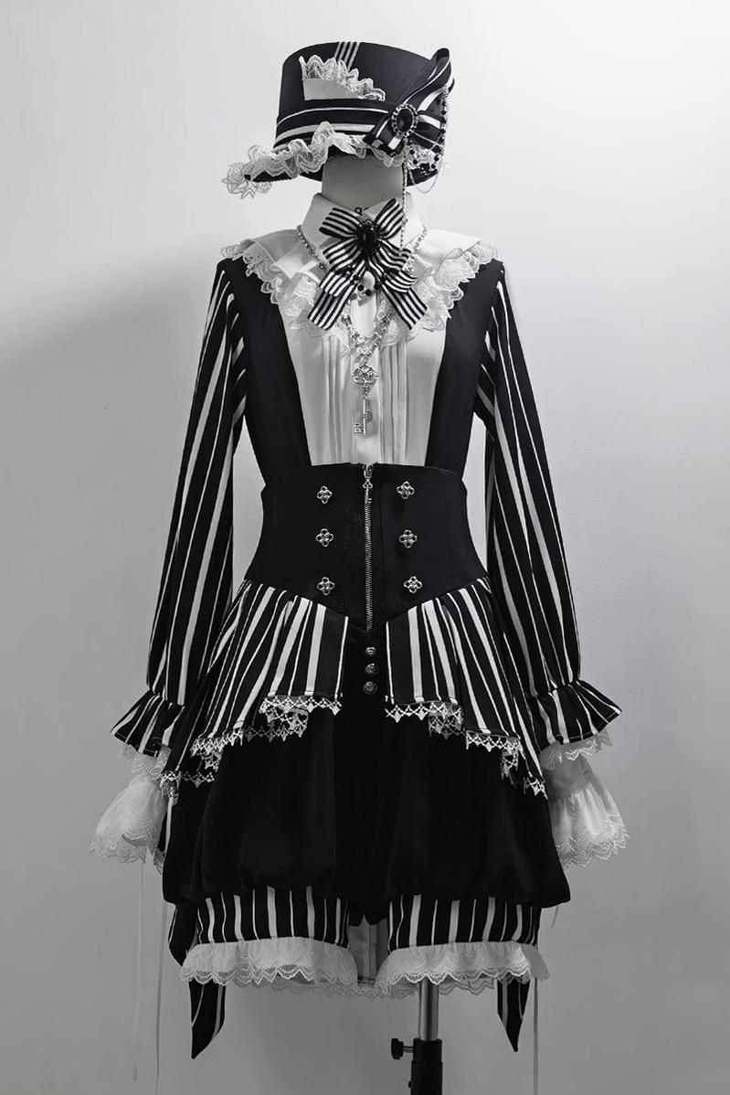 Princess Chronicles - Fancy Trick - Ouji Lolita Long Sleeve Shirt Vintage Shorts Suit S Shirt (without the tie) in stock