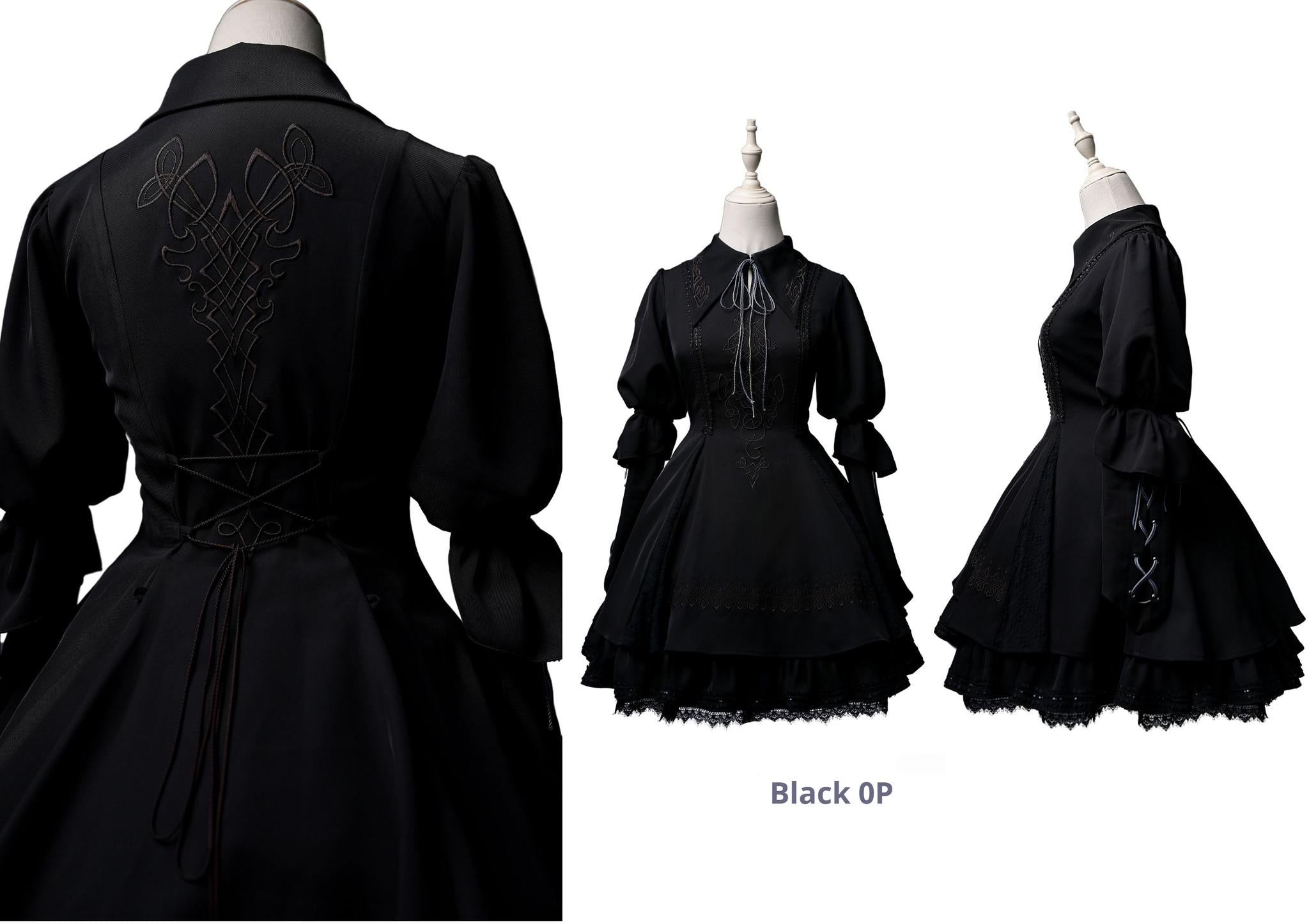 Wuyuzhe - Dragoon Knight 1.0 Version - Western Fantansy Style Suit Embroidery Dress Set Double-Sided Vest One Size Black embroidered OP only