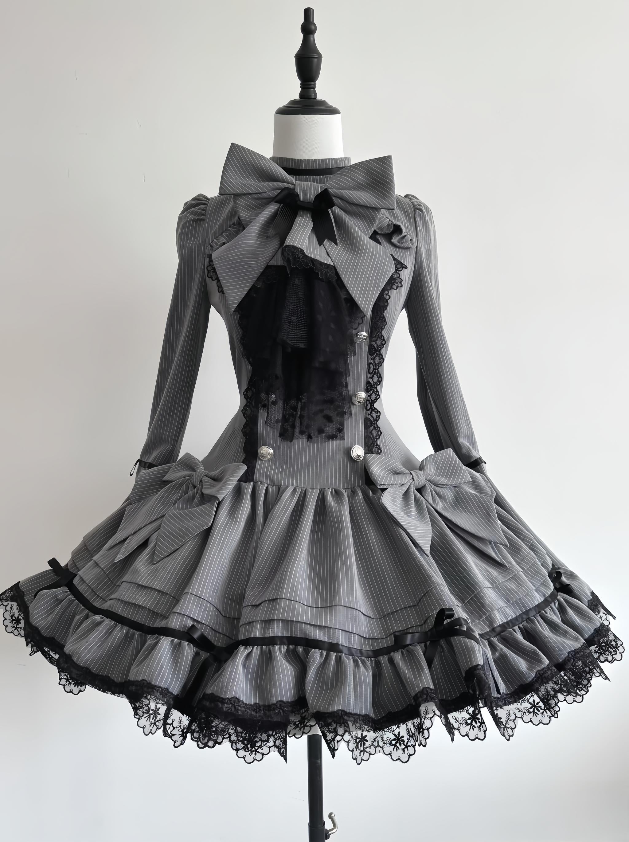Phantom Kitty - Old School Lolita Low Waist OP Dress, Lace & Bow (2XL L M S XL XS) 45119:836387
