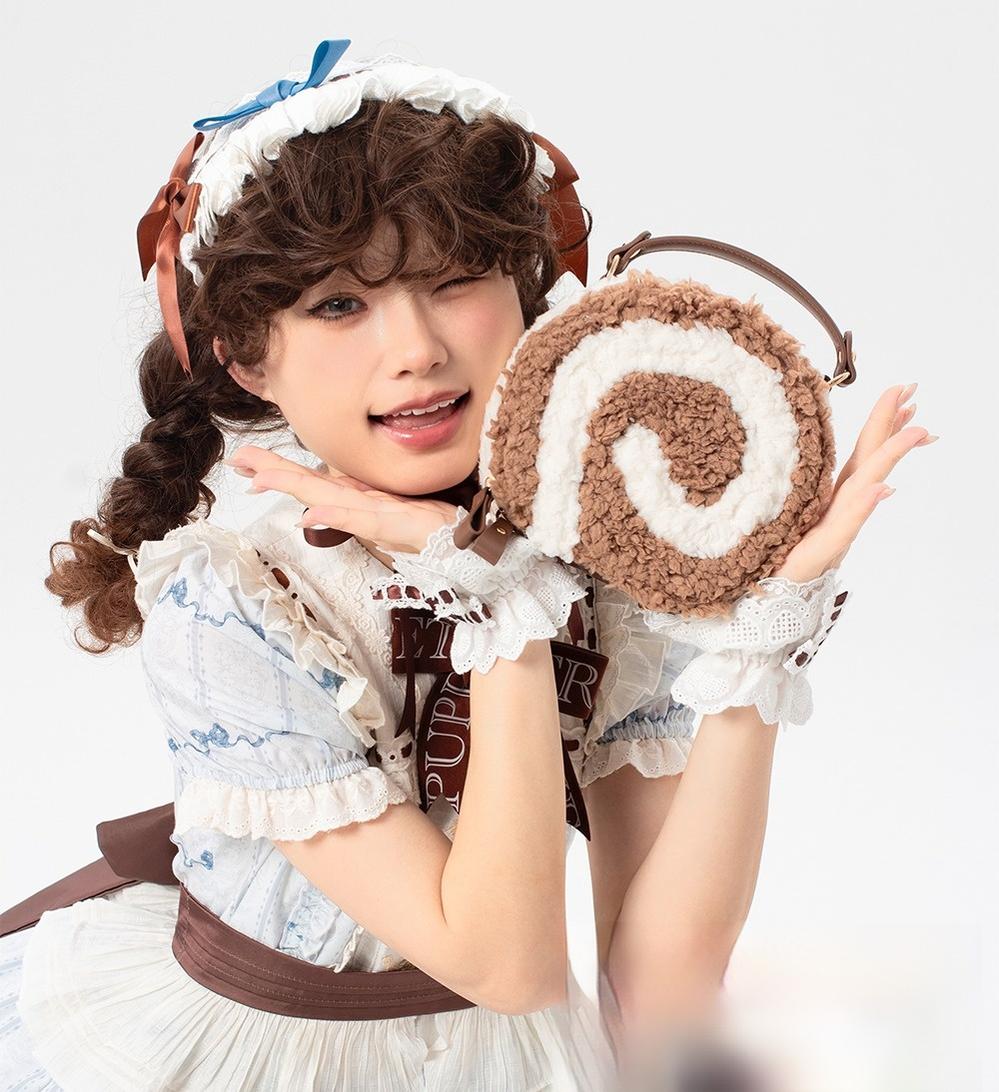 LovelyLota - Little Swiss Roll - Cute Plush Lolita Bag, Adjustable Crossbody Strap