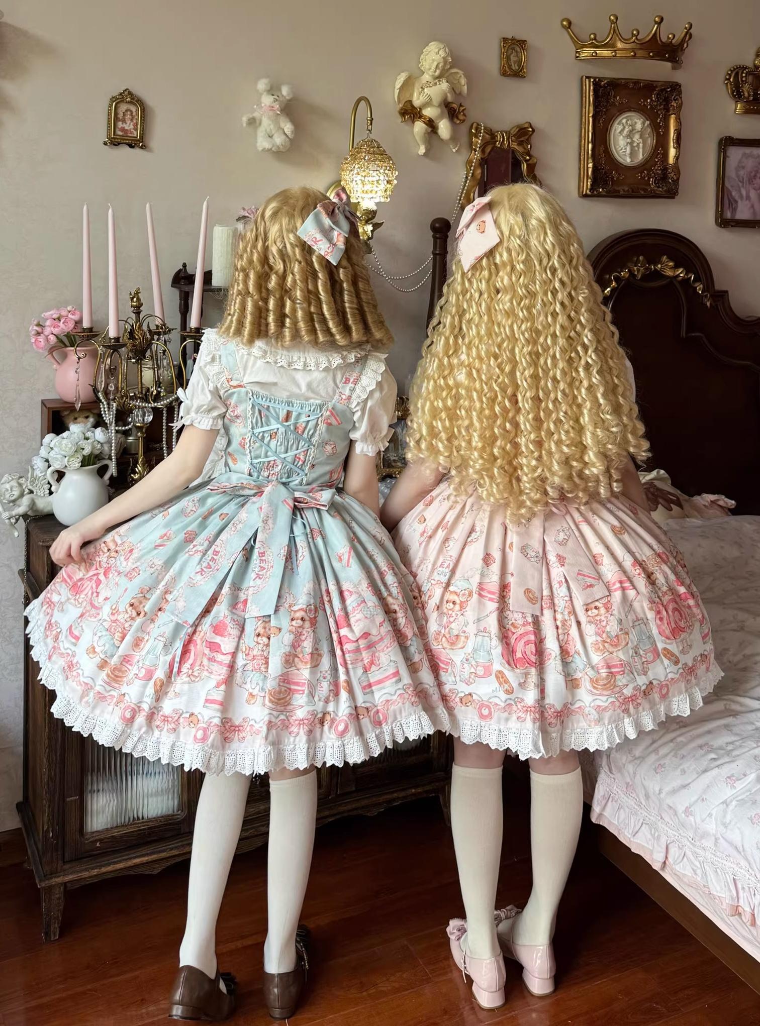 Strawberry Dessert Bear - Kawaii Lolita JSK, Bear and Dessert Print