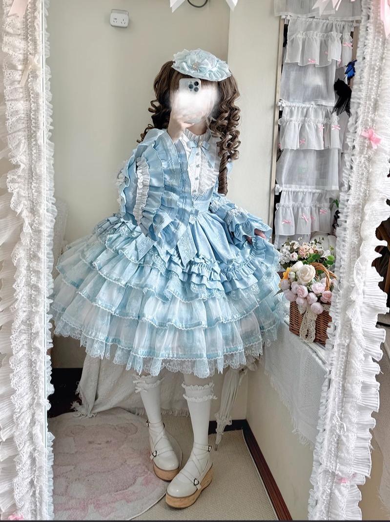 Buling Moon - Solo Puppet - Sweet Lolita OP Dress with Princess Long Sleeves